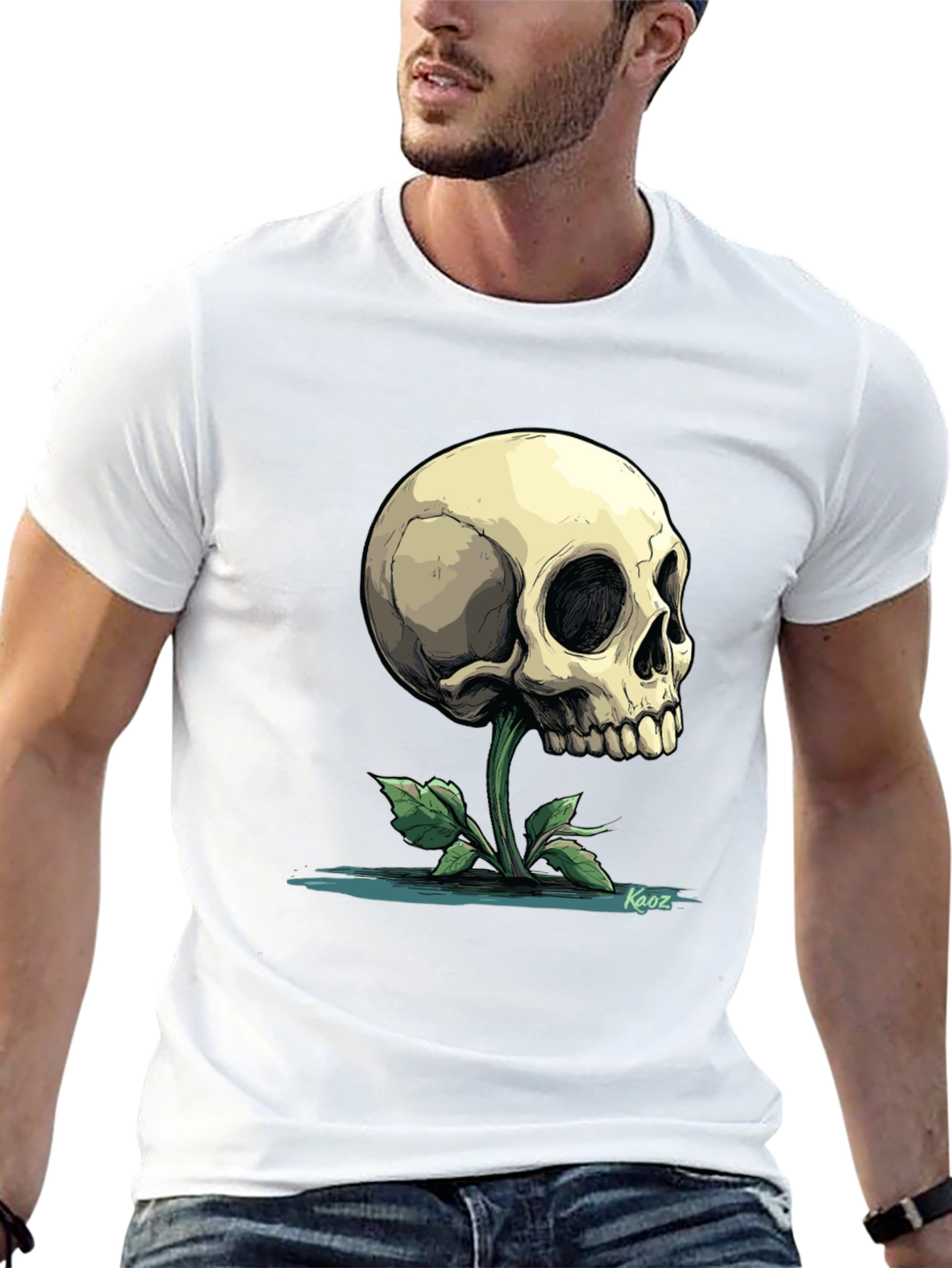 Skull Flower Graphic Tee - Mens Black T-Shirt