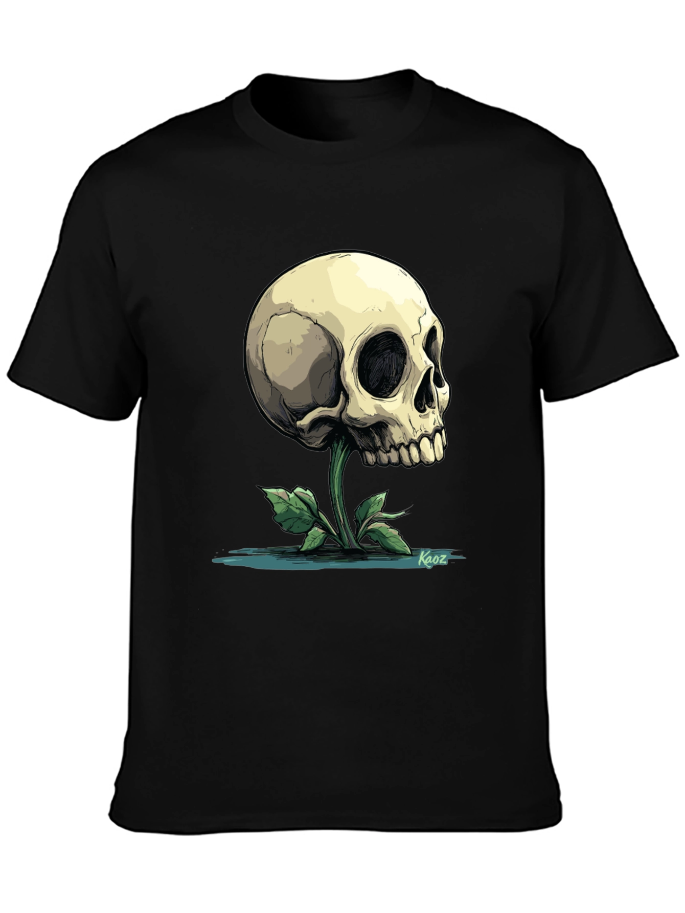 Skull Flower Graphic Tee - Mens Black T-Shirt