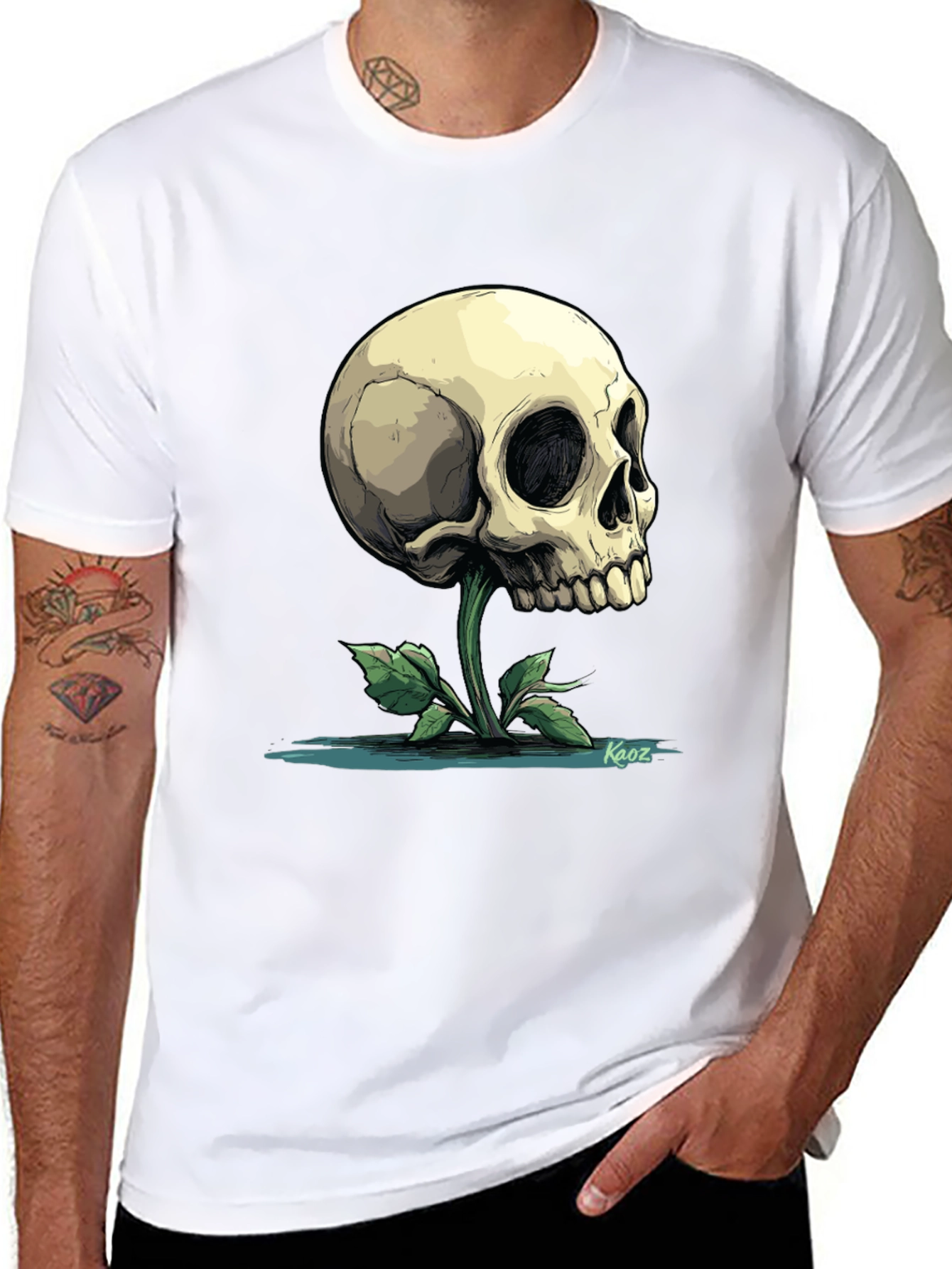Skull Flower Graphic Tee - Mens Black T-Shirt