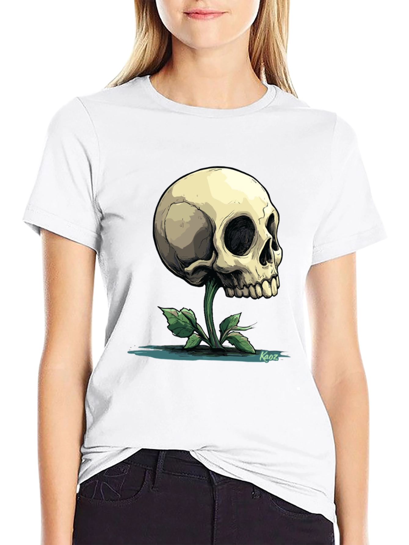 Skull Flower Graphic Tee - Mens Black T-Shirt