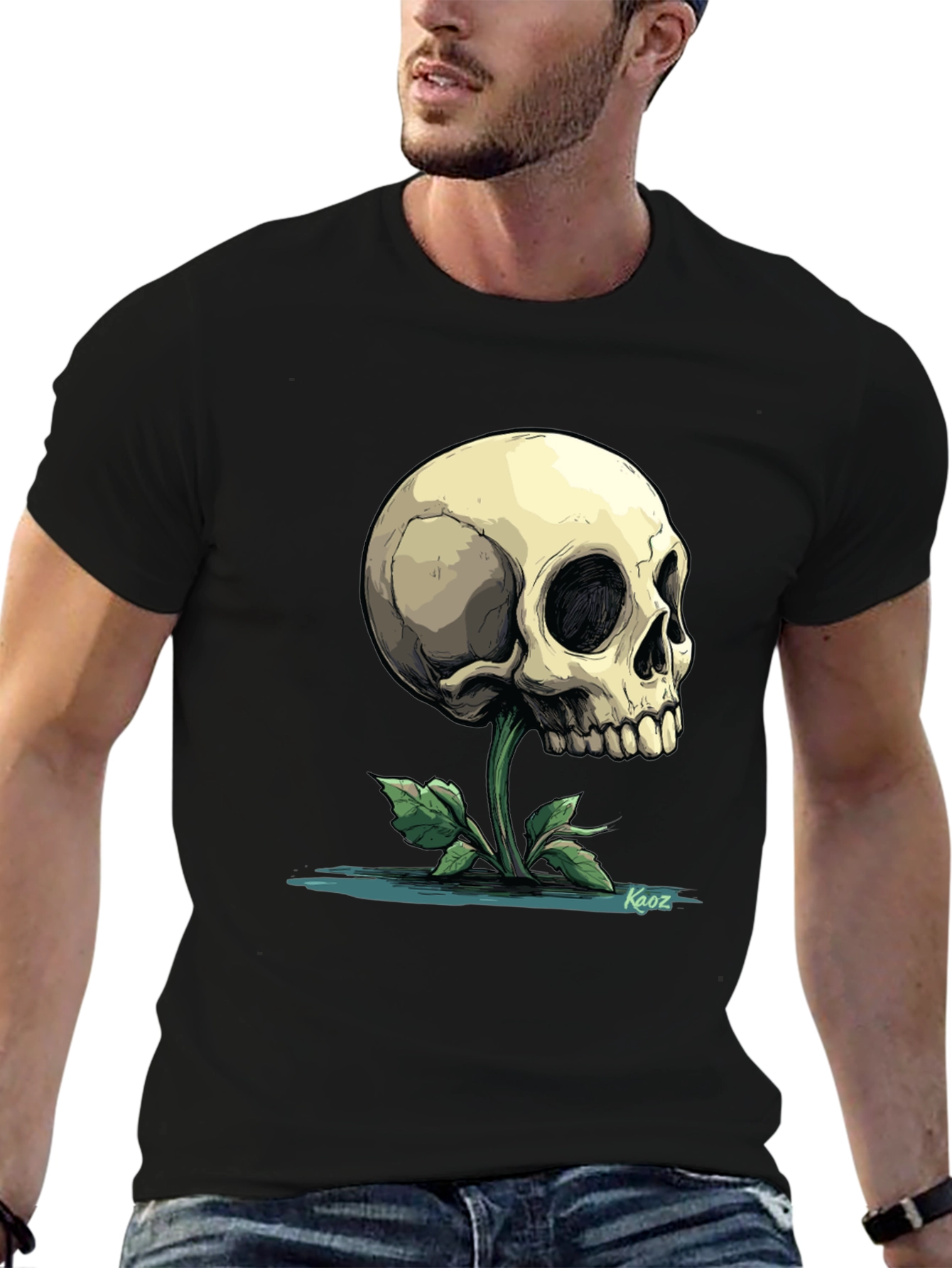 Skull Flower Graphic Tee - Mens Black T-Shirt