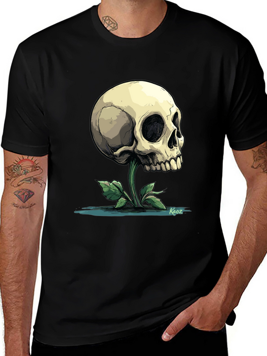 Skull Flower Graphic Tee - Mens Black T-Shirt