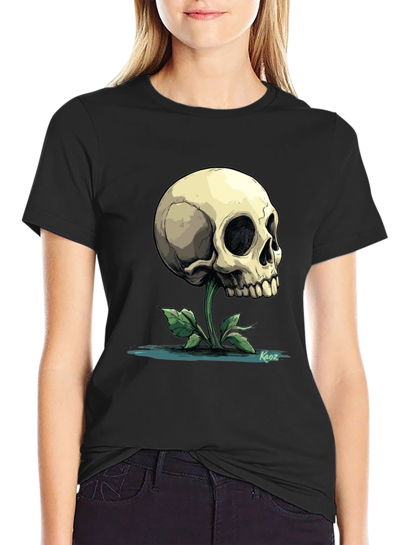 Skull Flower Graphic Tee - Mens Black T-Shirt