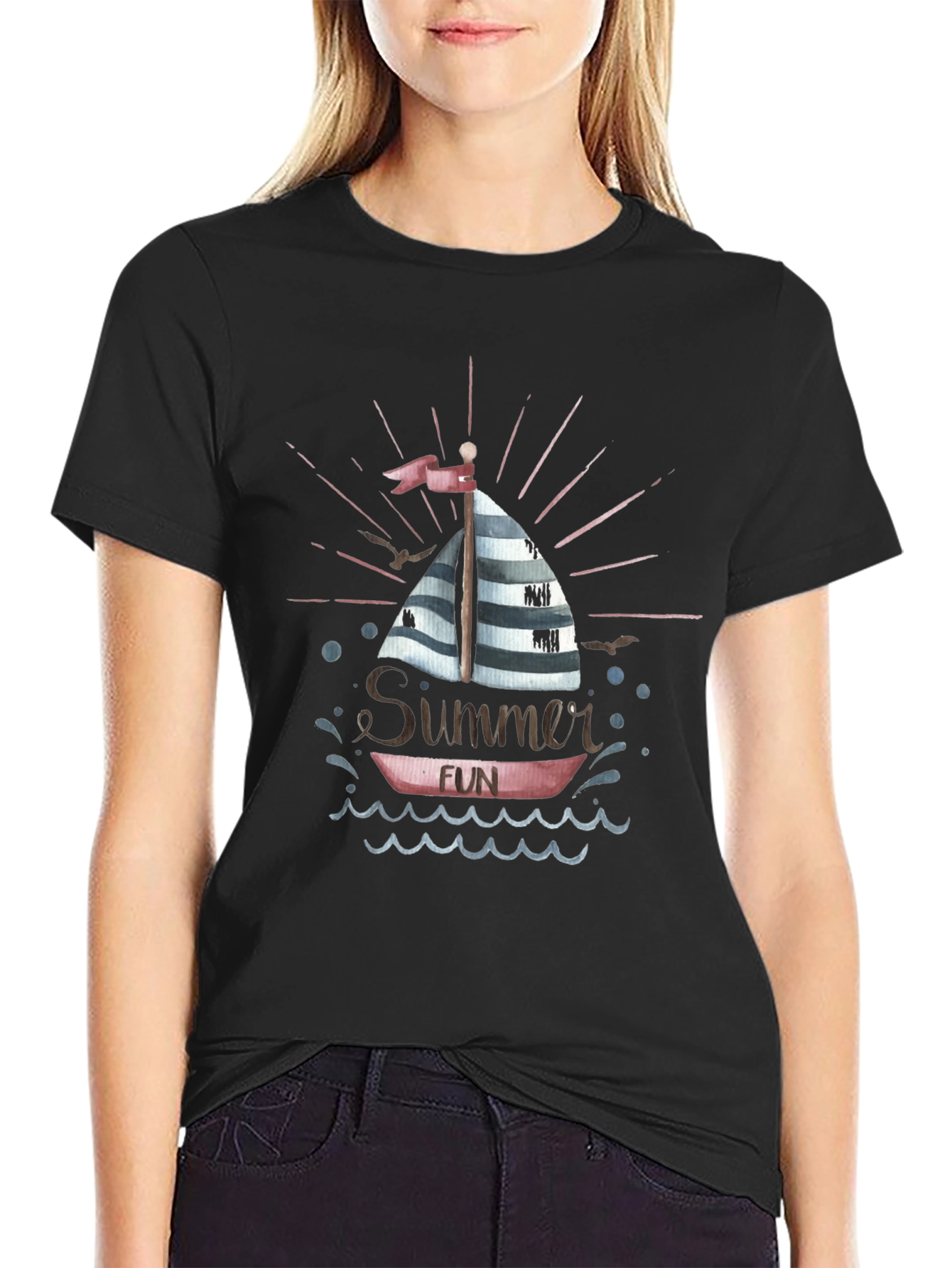 Summer Fun Boat Graphic T-Shirt