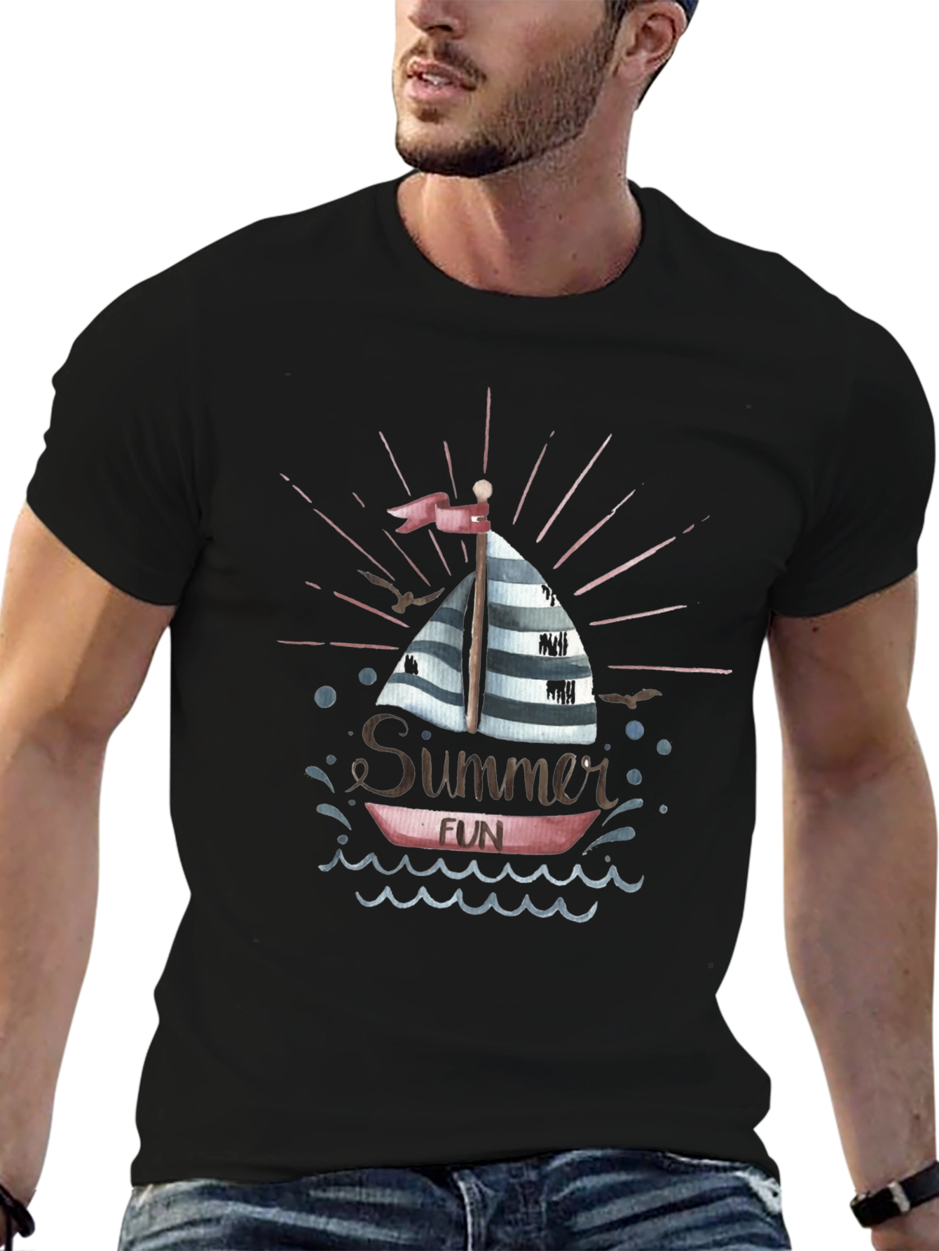 Summer Fun Boat Graphic T-Shirt