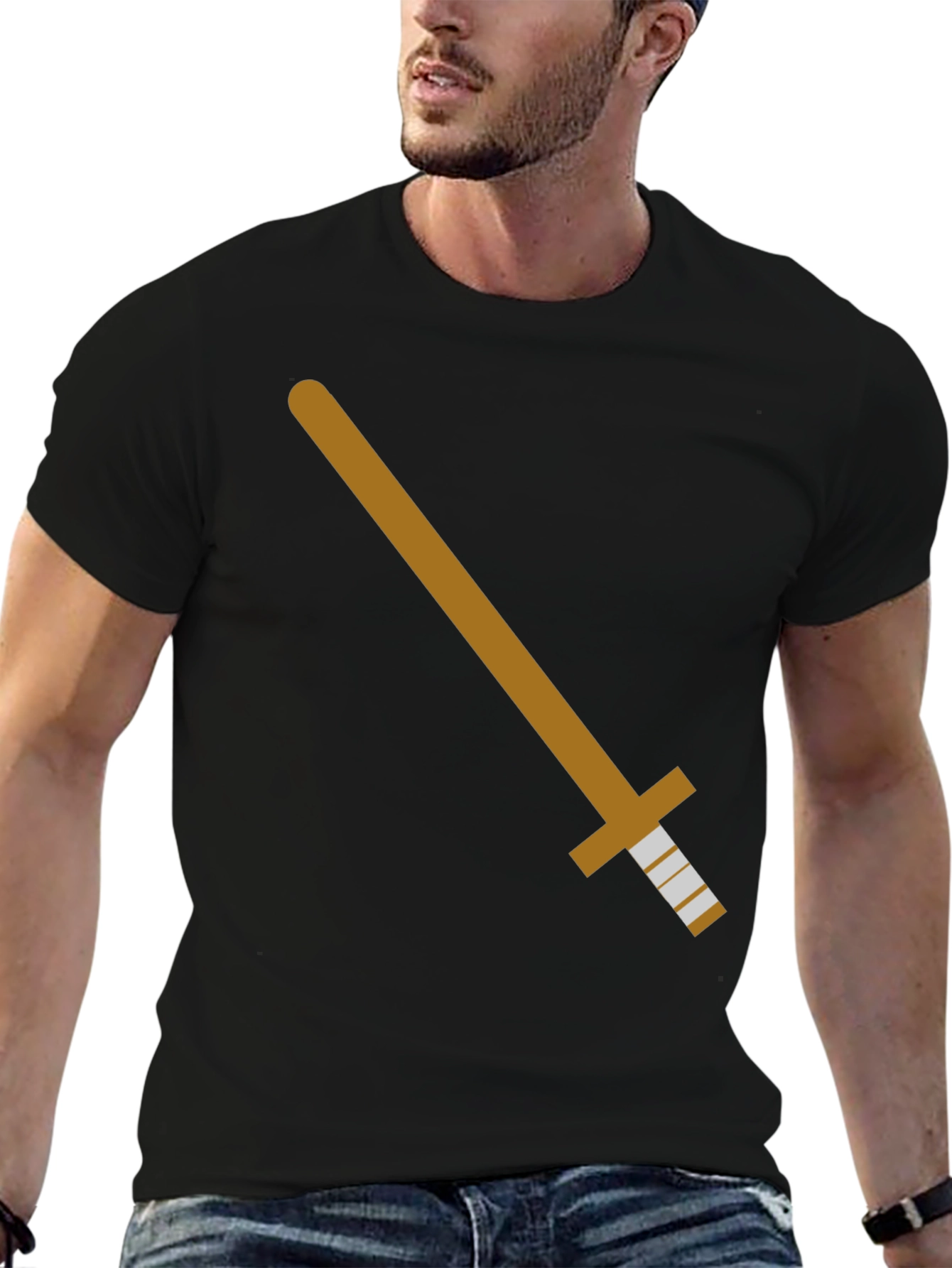 Sword Graphic Tee - Black Cotton T-Shirt