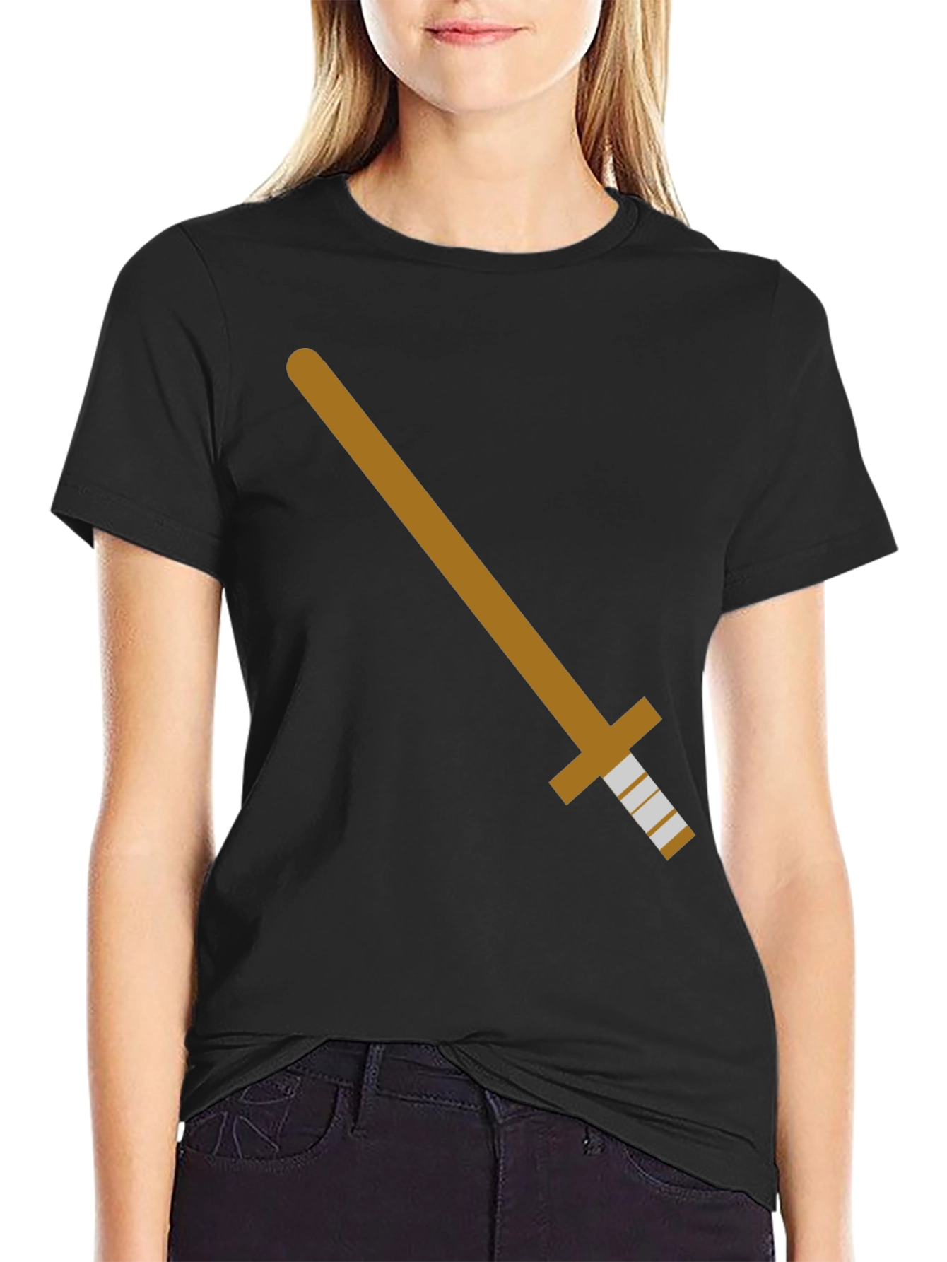 Sword Graphic Tee - Black Cotton T-Shirt