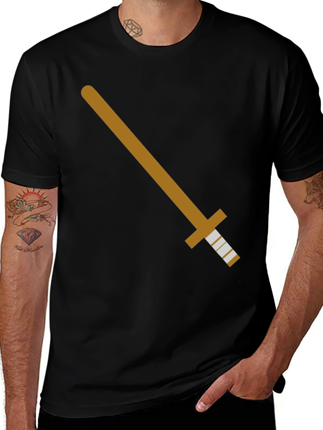 Sword Graphic Tee - Black Cotton T-Shirt