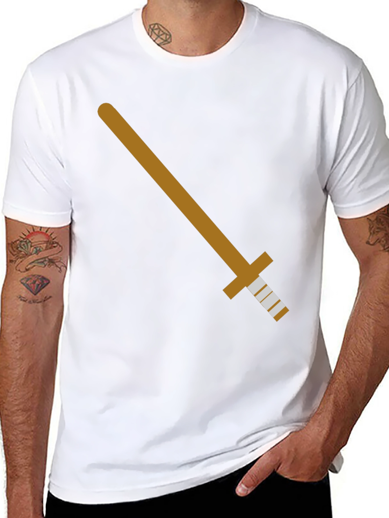 Sword Graphic Tee - Black Cotton T-Shirt