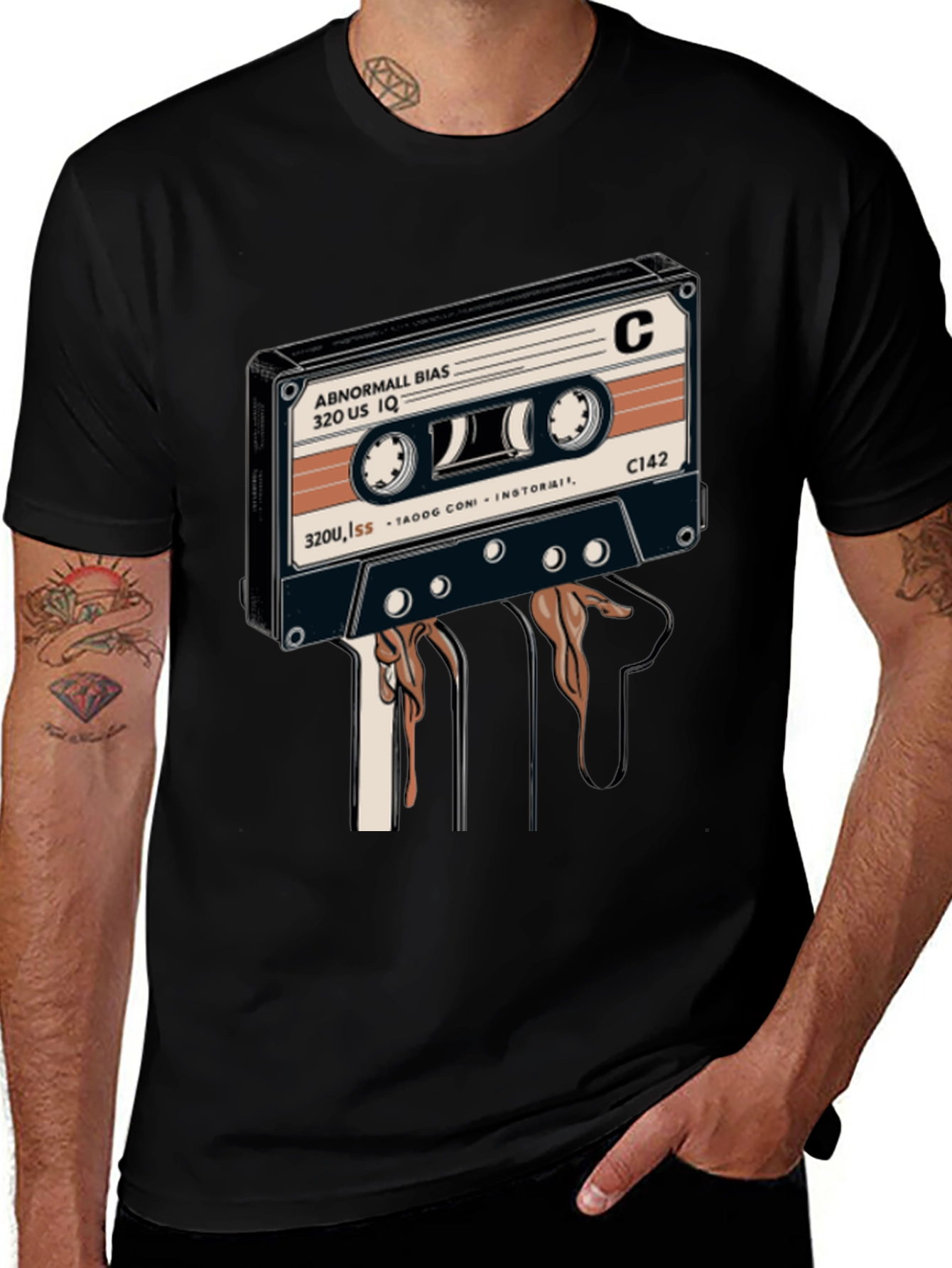 Retro Cassette Tape Graphic Tee - Black
