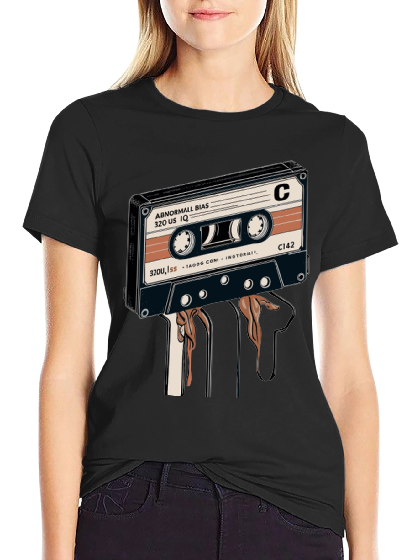 Retro Cassette Tape Graphic Tee - Black