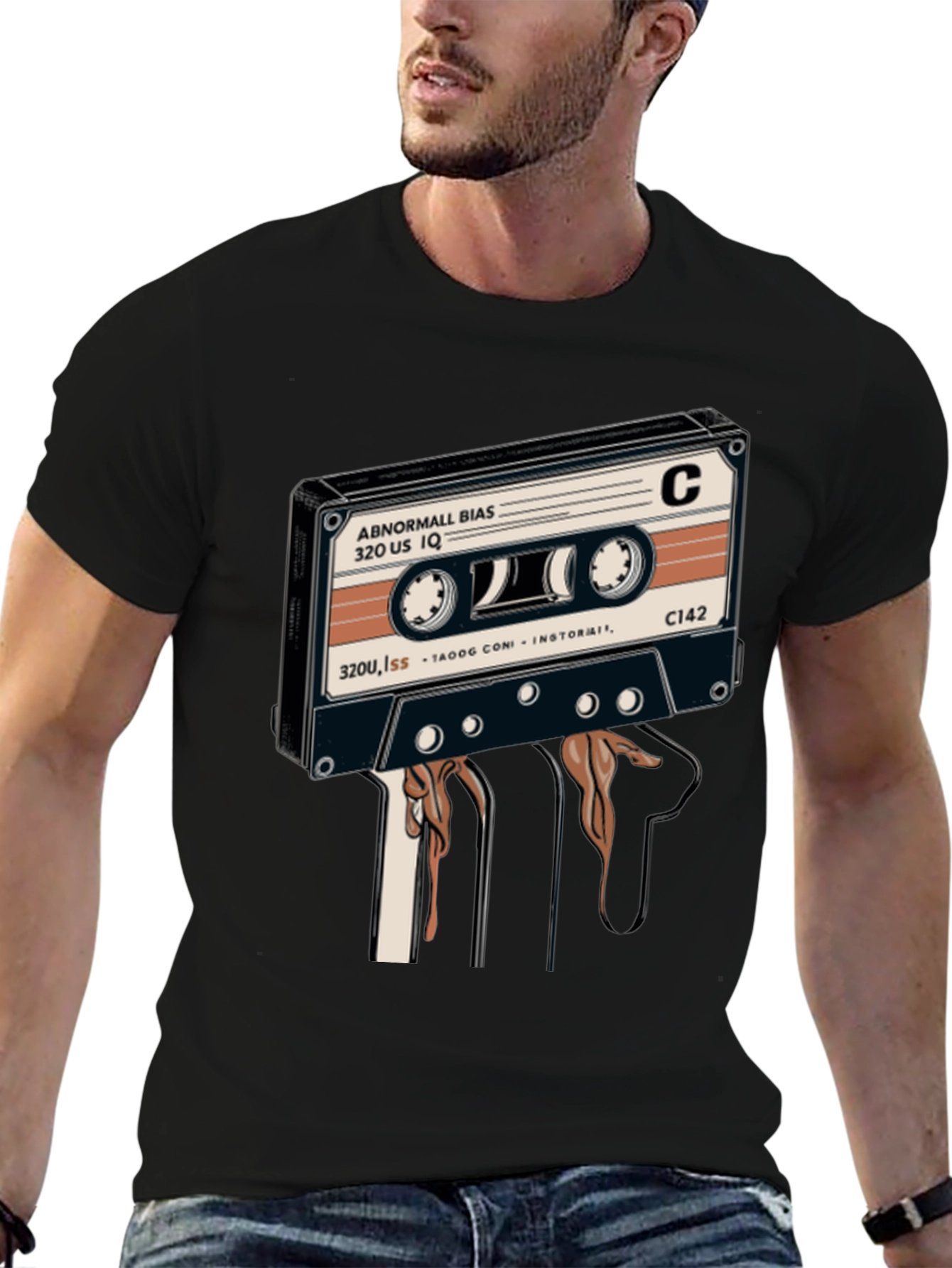 Retro Cassette Tape Graphic Tee - Black
