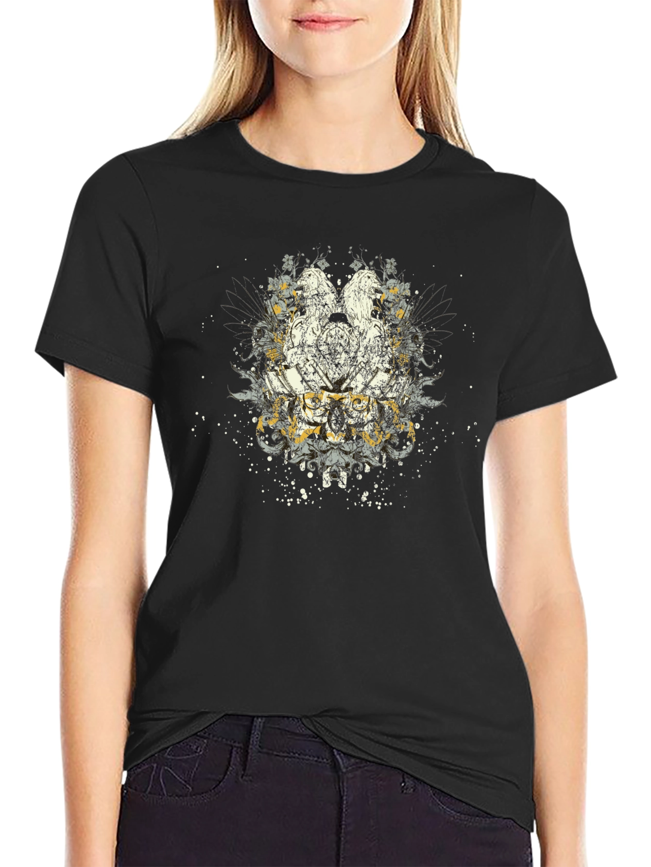 Mens Black Graphic Print T-Shirt