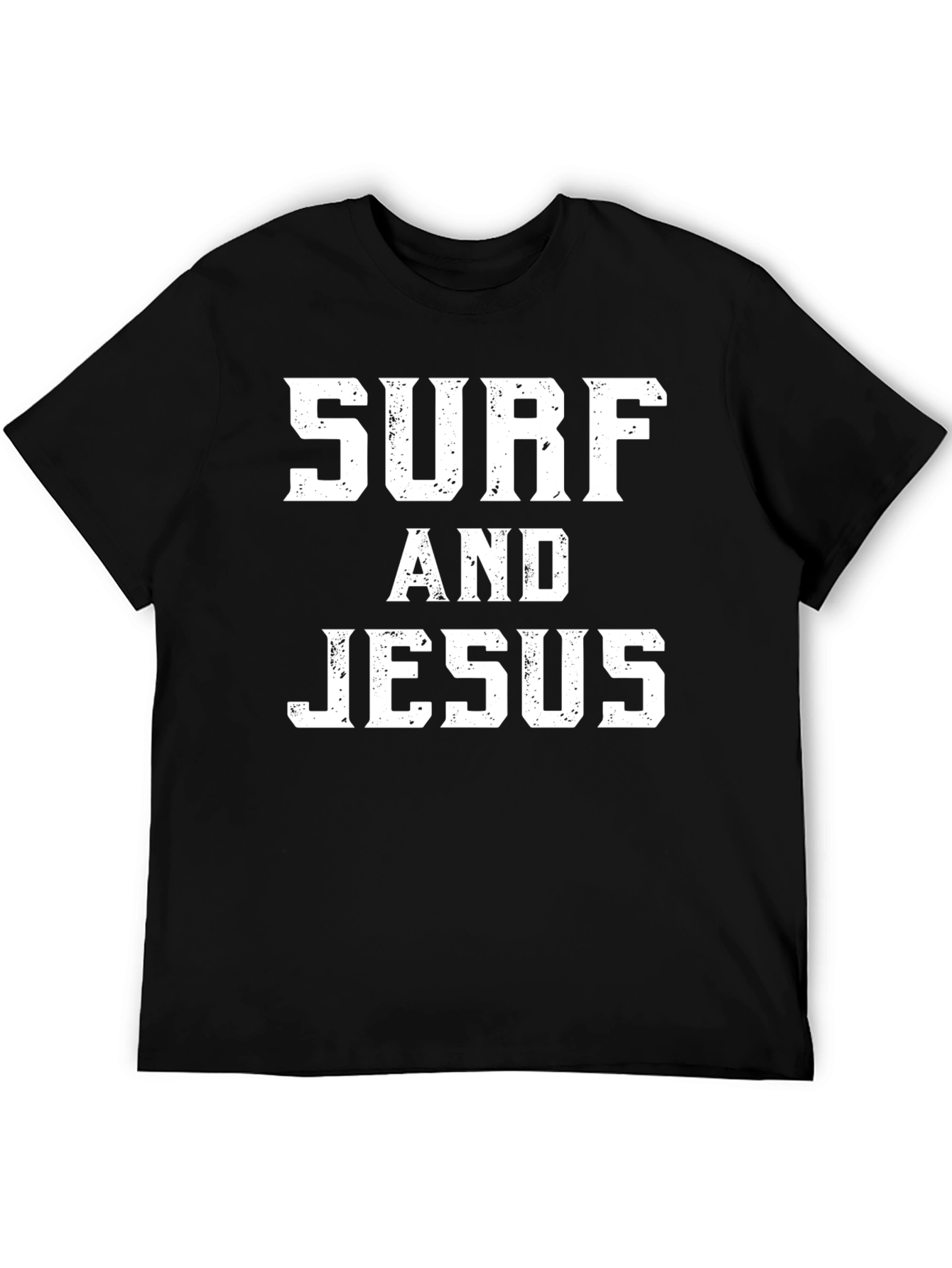 Surf and Jesus Graphic Print T-Shirt - Black