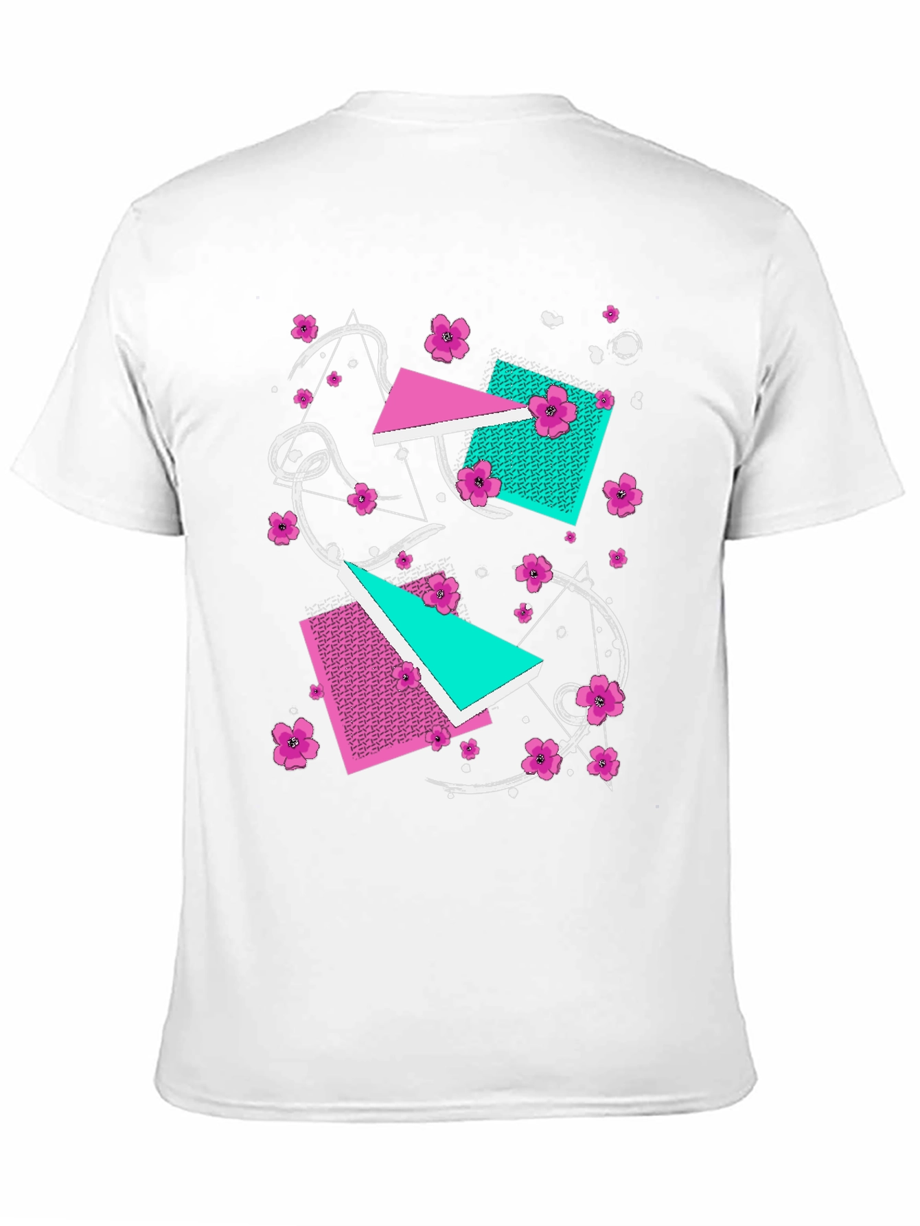 Vaporwave Floral Geometric Graphic T-Shirt