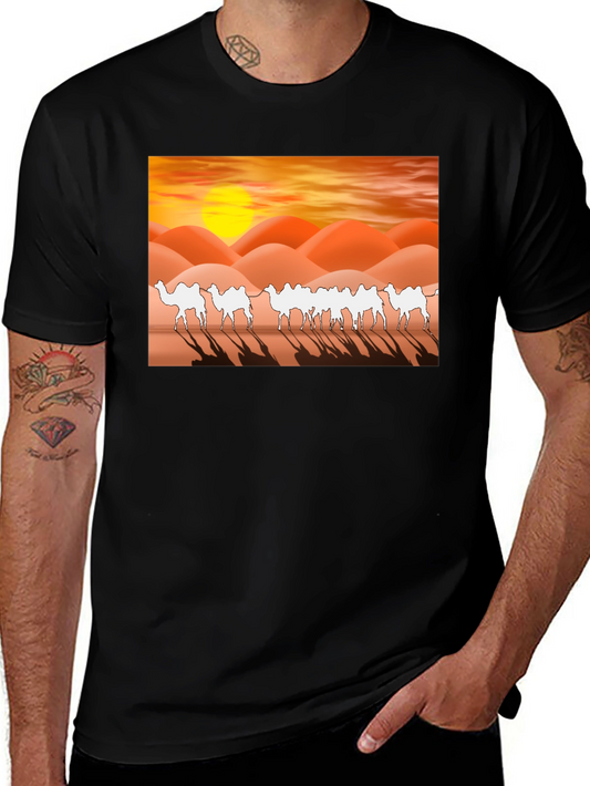 Desert Camel Silhouette T-Shirt - Sunset Graphic Tee