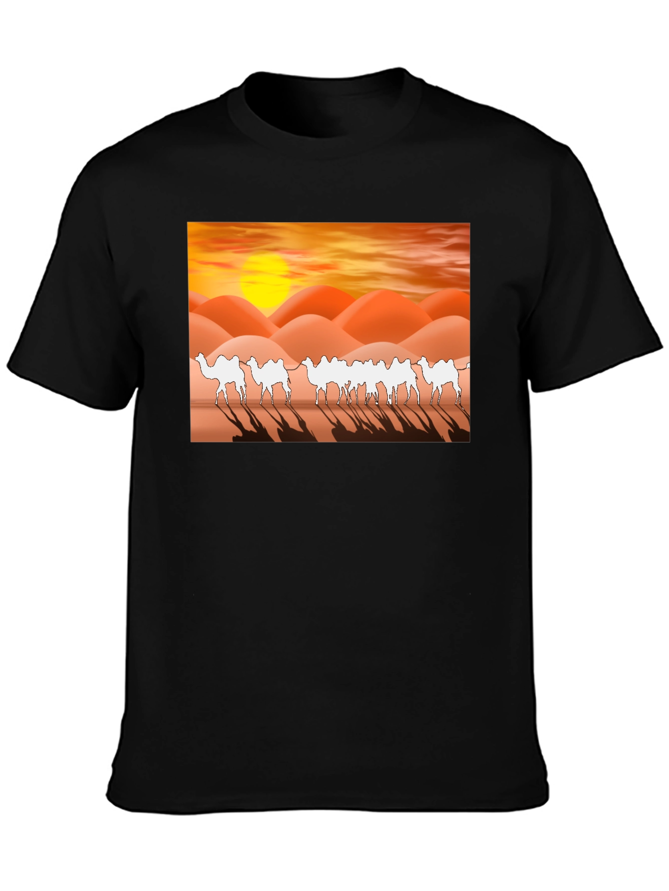 Desert Camel Silhouette T-Shirt - Sunset Graphic Tee