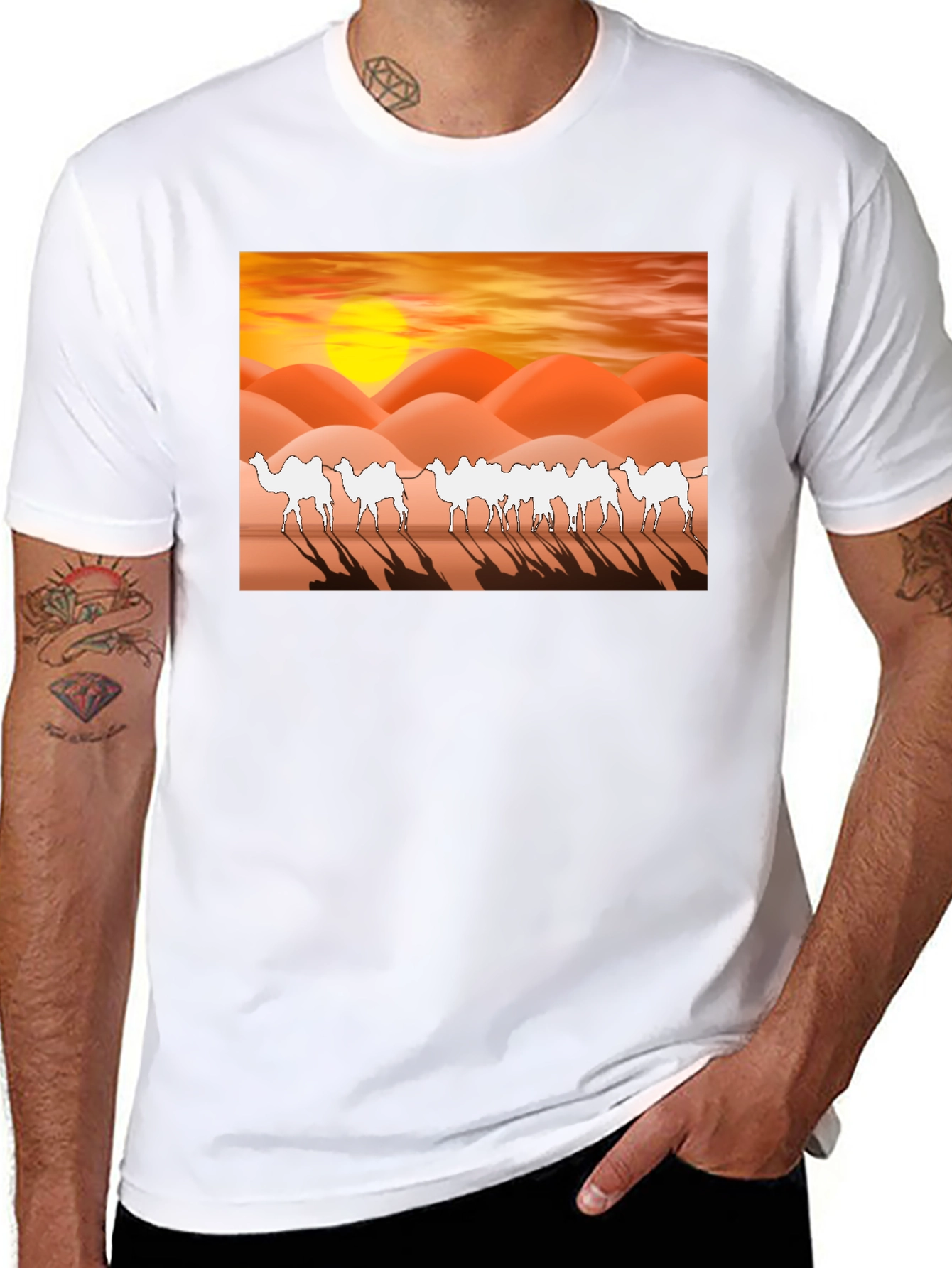 Desert Camel Silhouette T-Shirt - Sunset Graphic Tee