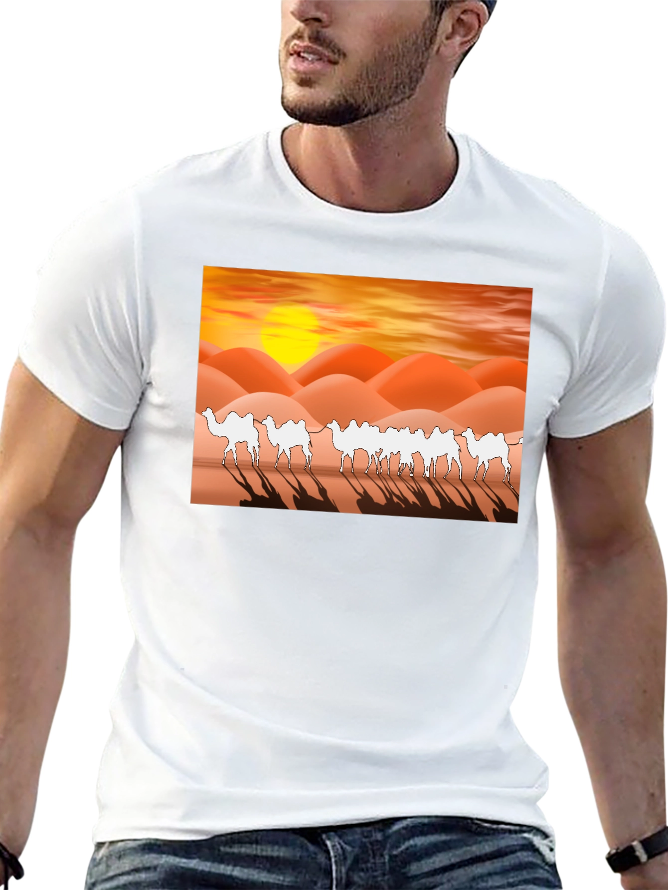 Desert Camel Silhouette T-Shirt - Sunset Graphic Tee