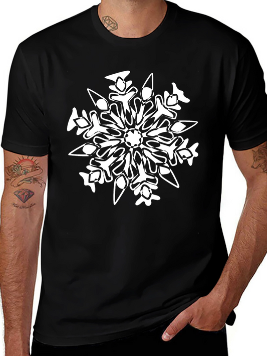 Snowflake Graphic Tee - Stylish Black Cotton Shirt