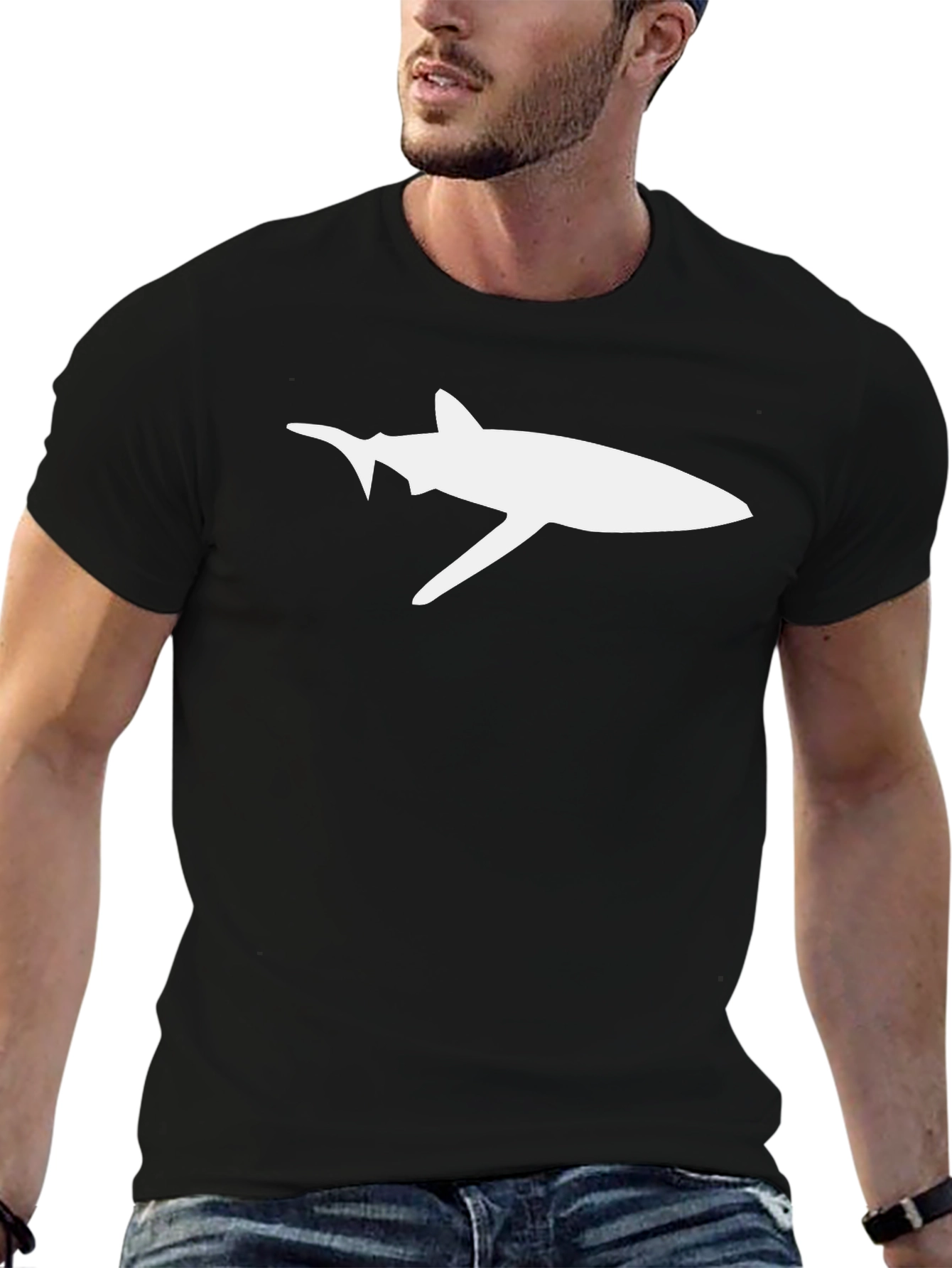 Shark Graphic Tee - Black Cotton T-Shirt