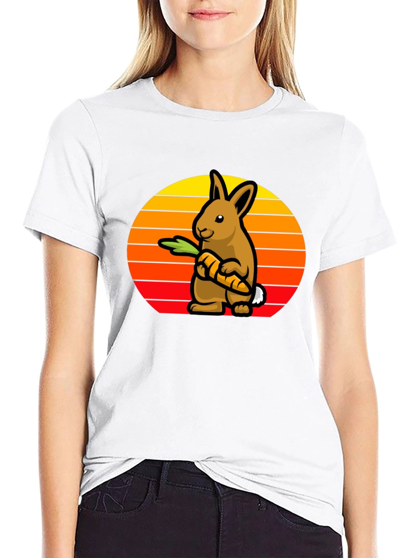 Rabbit Holding Carrot Graphic T-Shirt