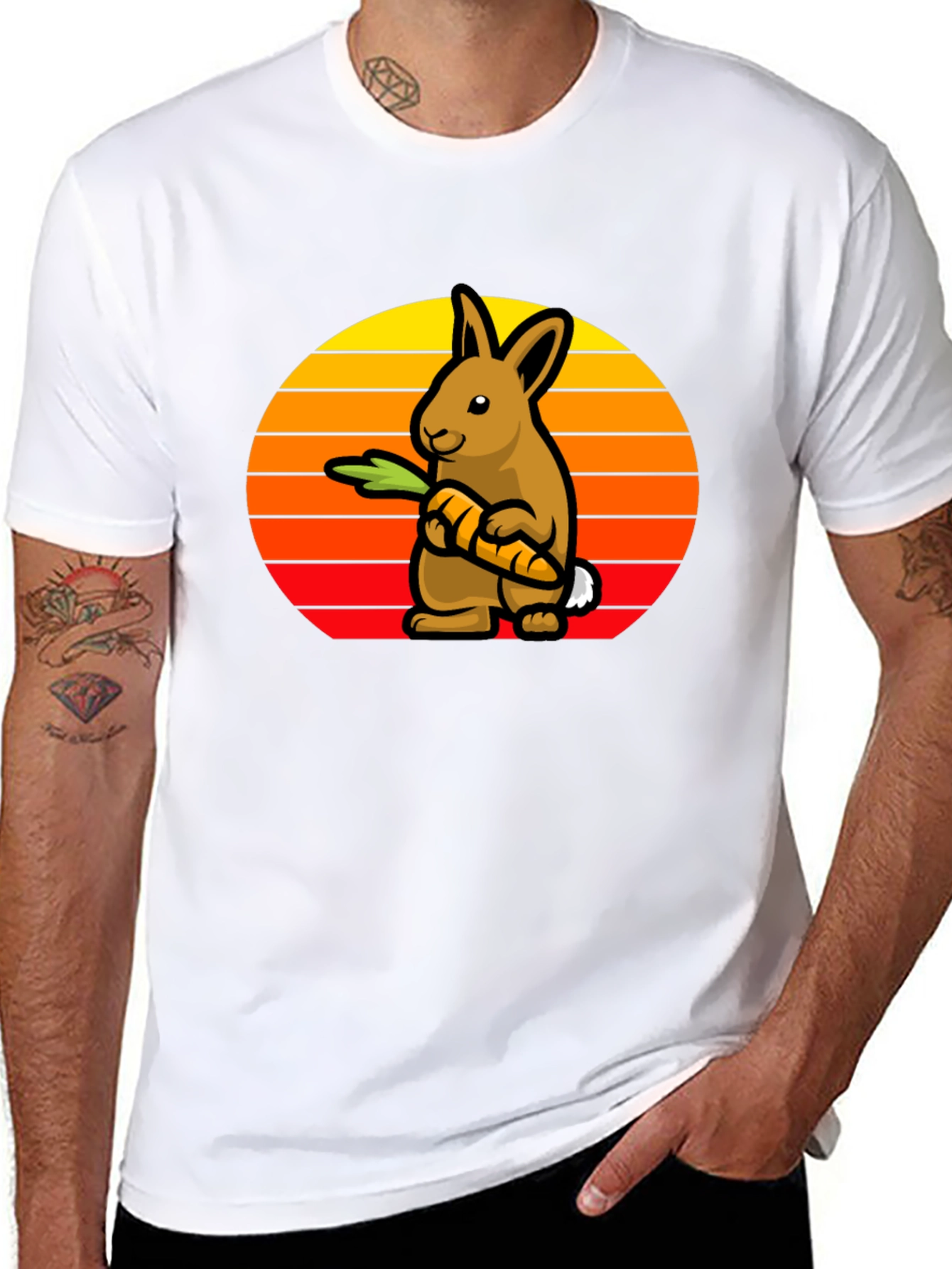 Rabbit Holding Carrot Graphic T-Shirt