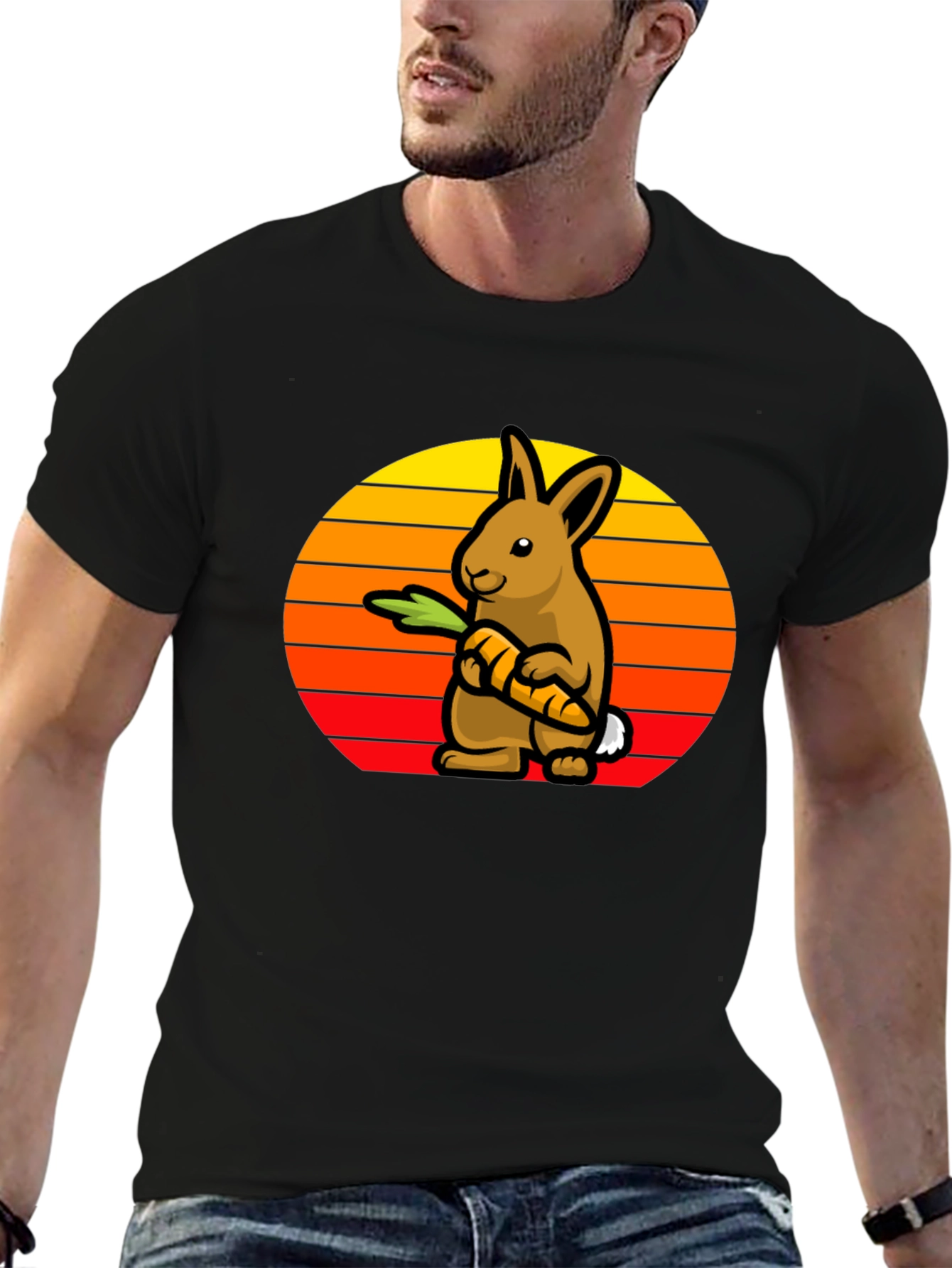 Rabbit Holding Carrot Graphic T-Shirt