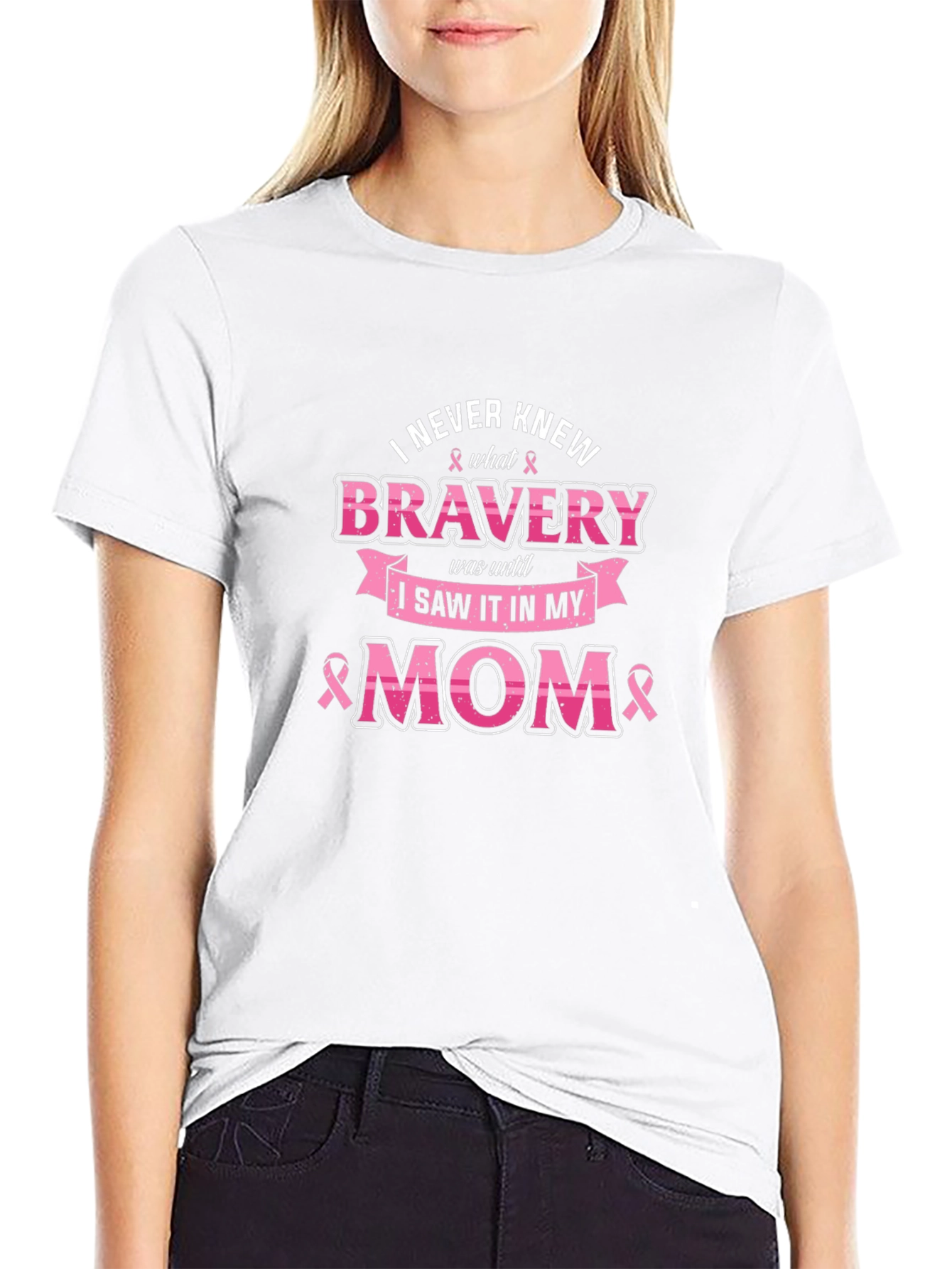 Bravery Mom Breast Cancer Awareness Graphic T-Shirt