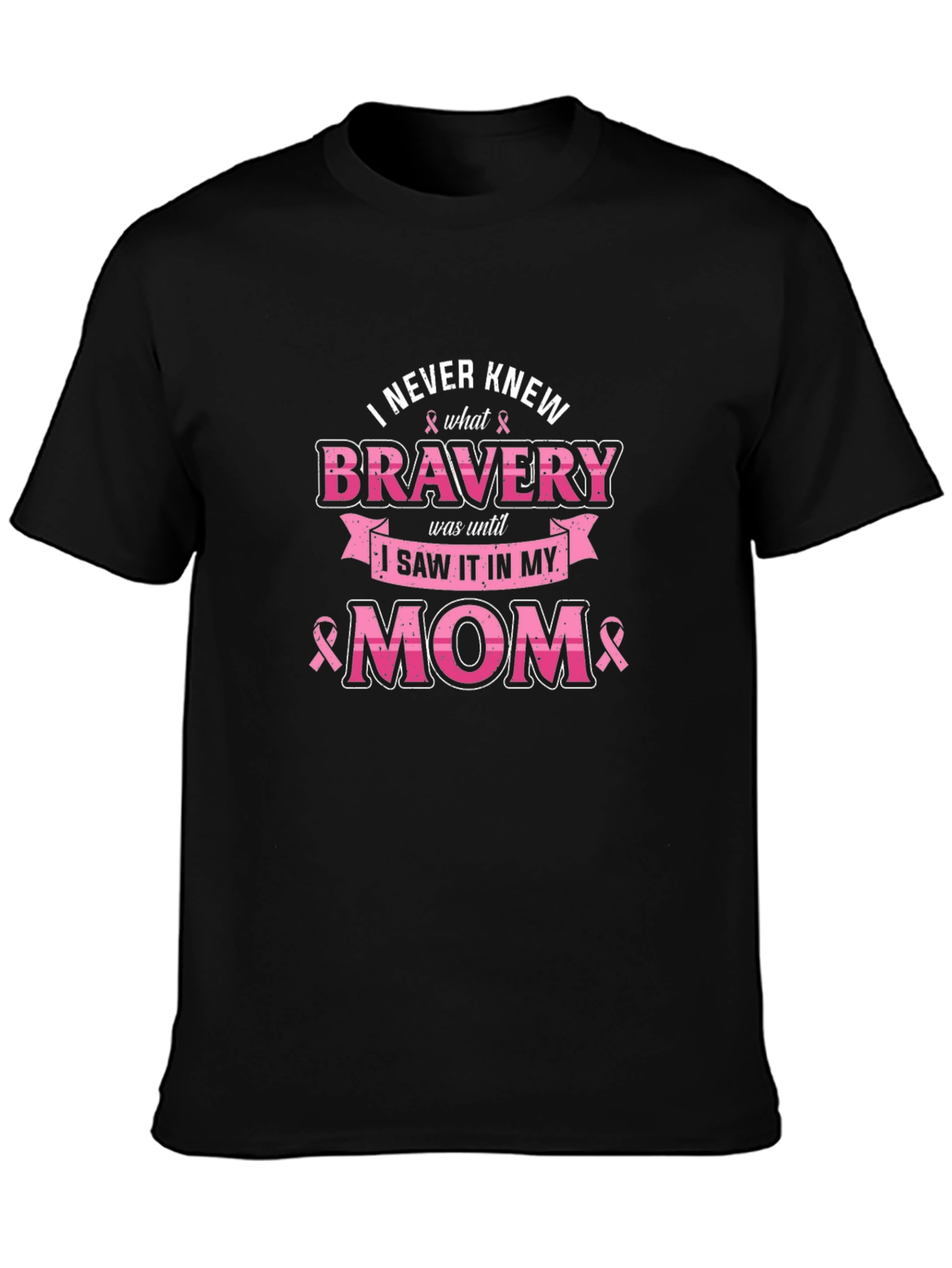 Bravery Mom Breast Cancer Awareness Graphic T-Shirt