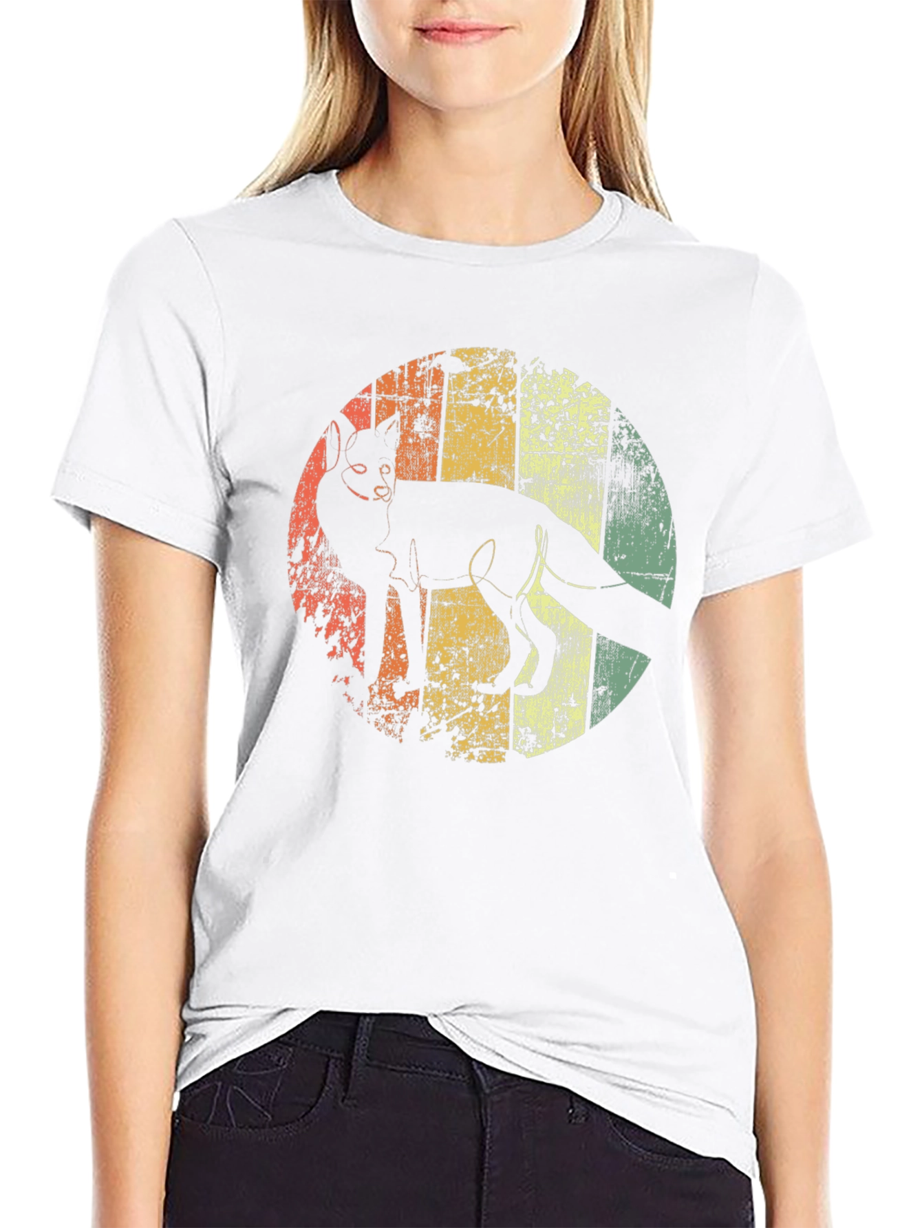 Retro Fox Graphic Tee - Distressed Print Soft Cotton