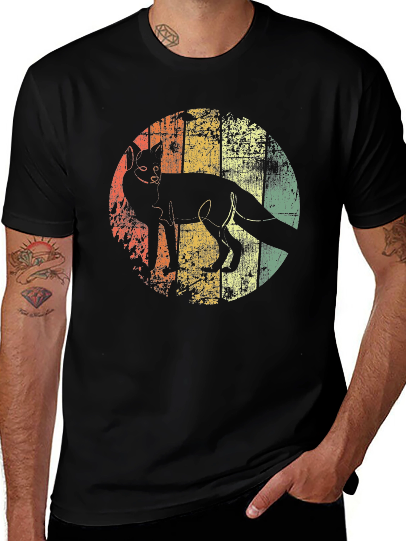 Retro Fox Graphic Tee - Distressed Print Soft Cotton