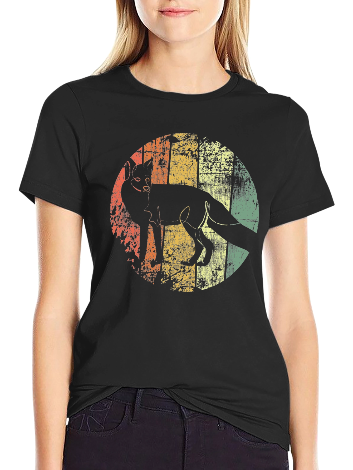 Retro Fox Graphic Tee - Distressed Print Soft Cotton