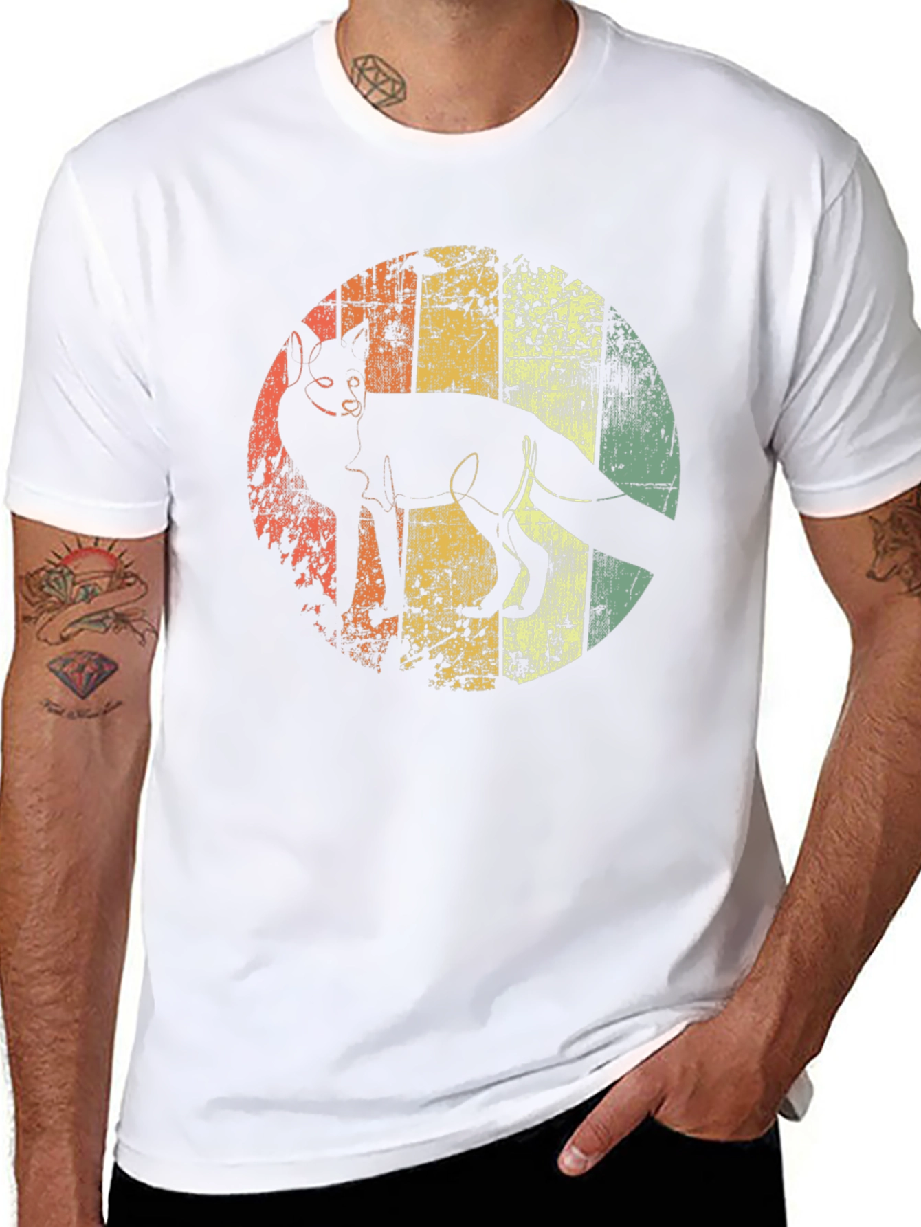 Retro Fox Graphic Tee - Distressed Print Soft Cotton