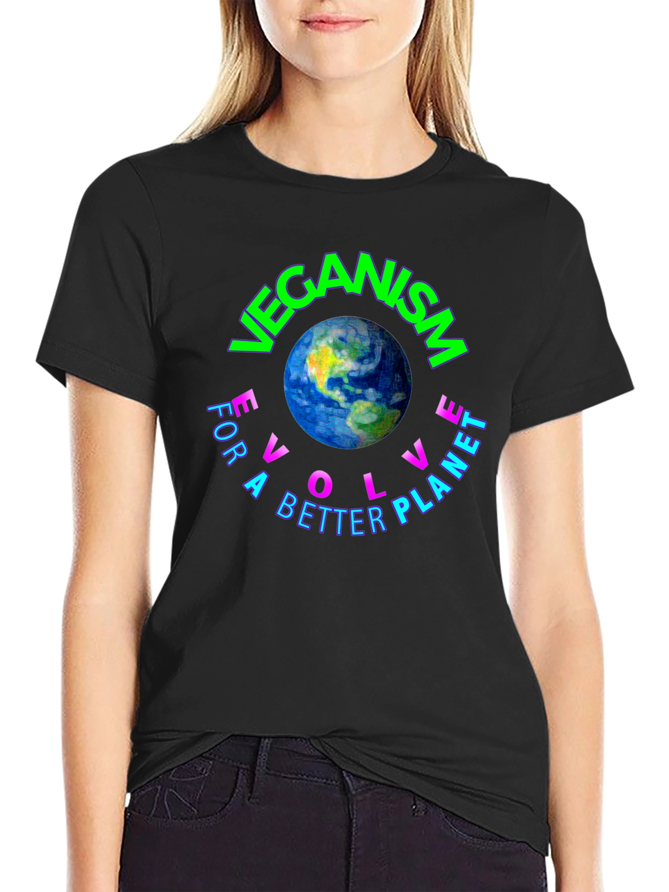 Veganism Evolve Earth Graphic Tee - Unisex