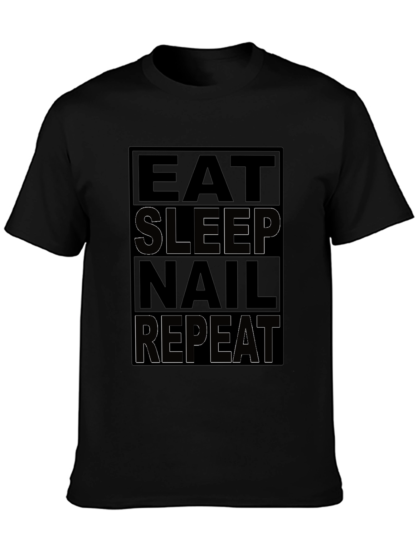 Eat Sleep Nail Repeat Black T-Shirt
