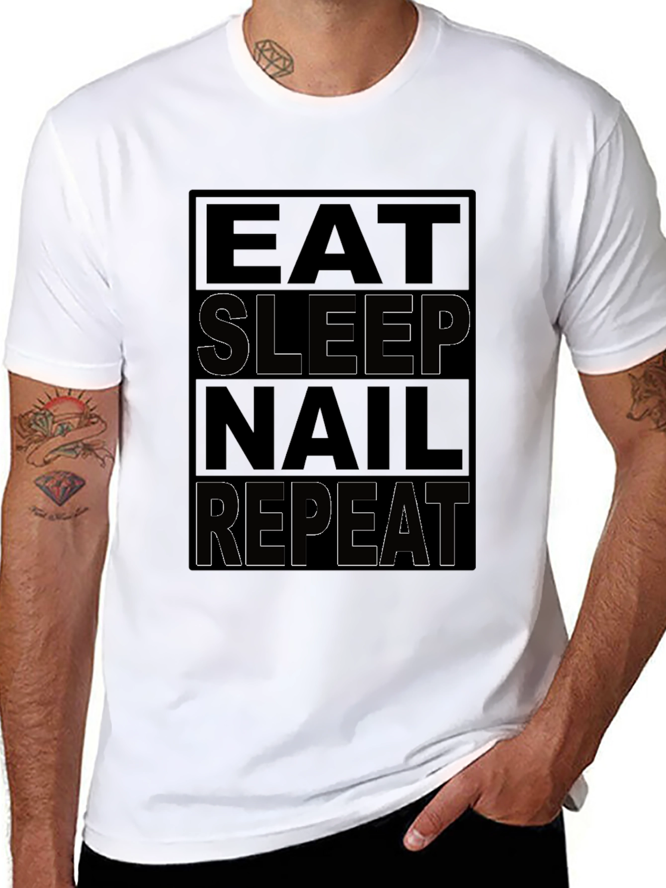Eat Sleep Nail Repeat Black T-Shirt