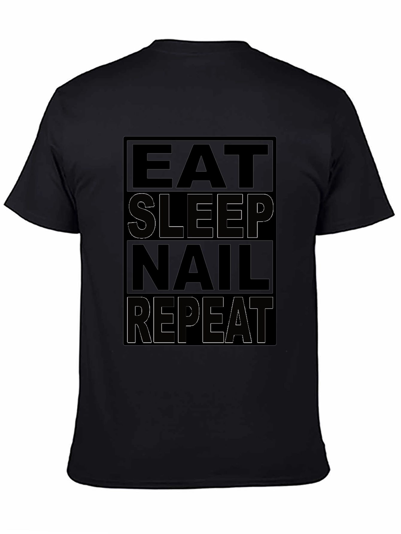 Eat Sleep Nail Repeat Black T-Shirt