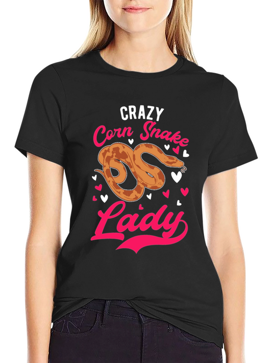Crazy Corn Snake Lady T-Shirt - Novelty Reptile Lover Tee