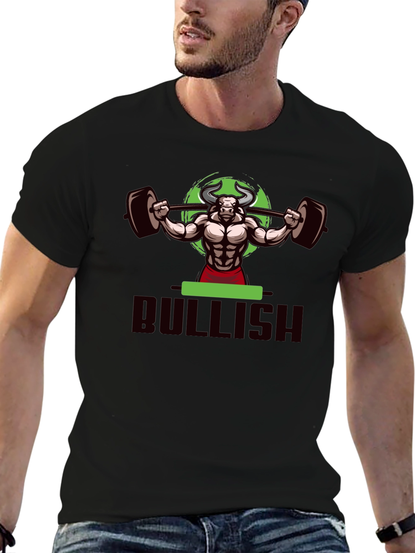 Bullish Weightlifting T-Shirt - Black Cotton Gym Tee