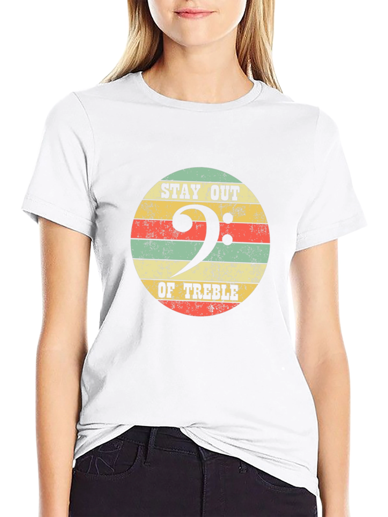 Stay Out Of Treble Bass Clef Black T-Shirt