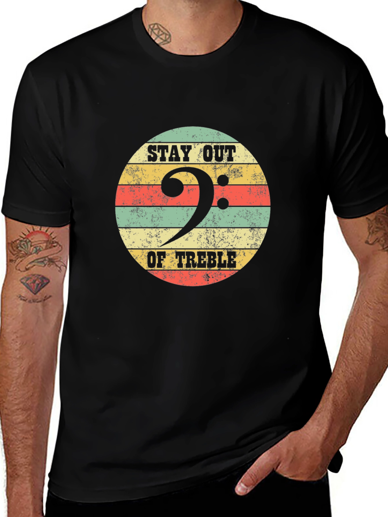 Stay Out Of Treble Bass Clef Black T-Shirt