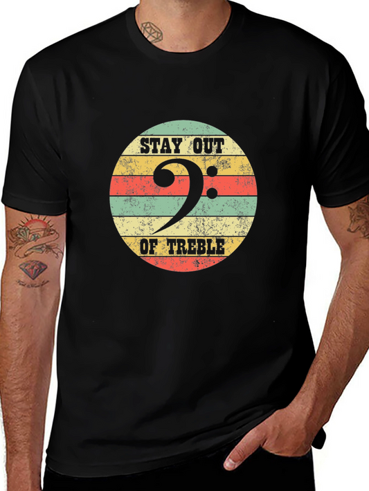 Stay Out Of Treble Bass Clef Black T-Shirt