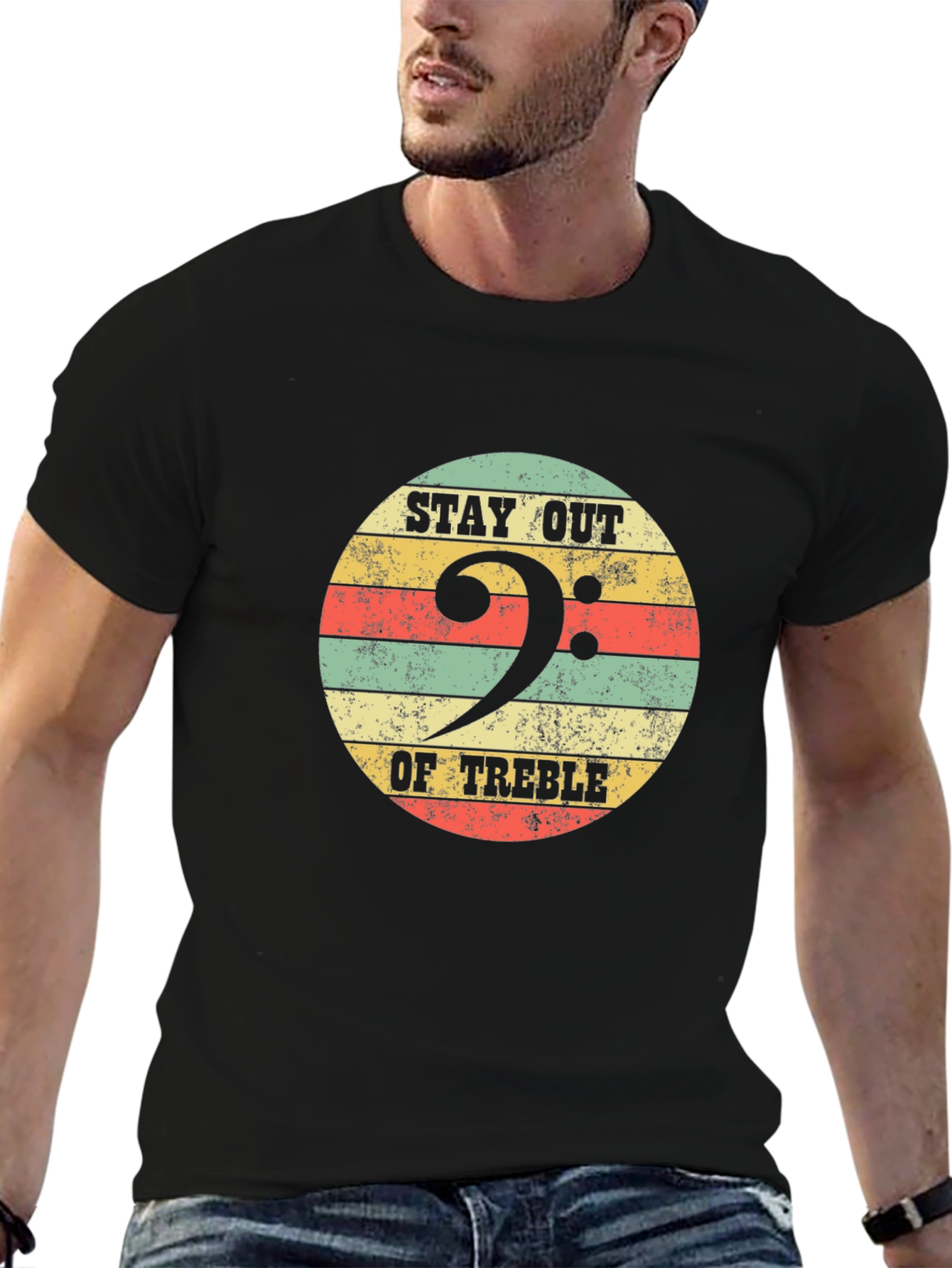 Stay Out Of Treble Bass Clef Black T-Shirt