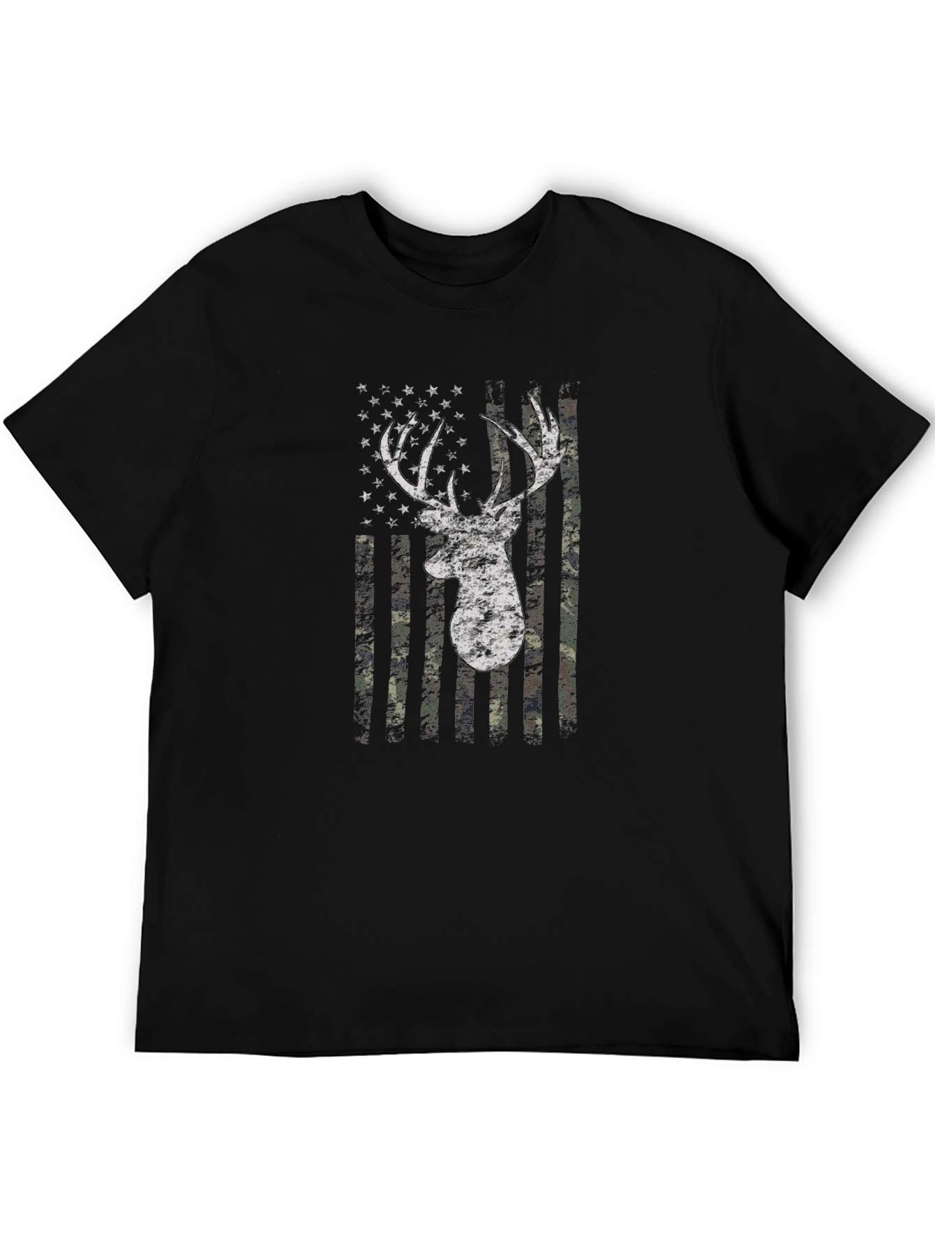 Deer Camo Flag Graphic Print T-Shirt