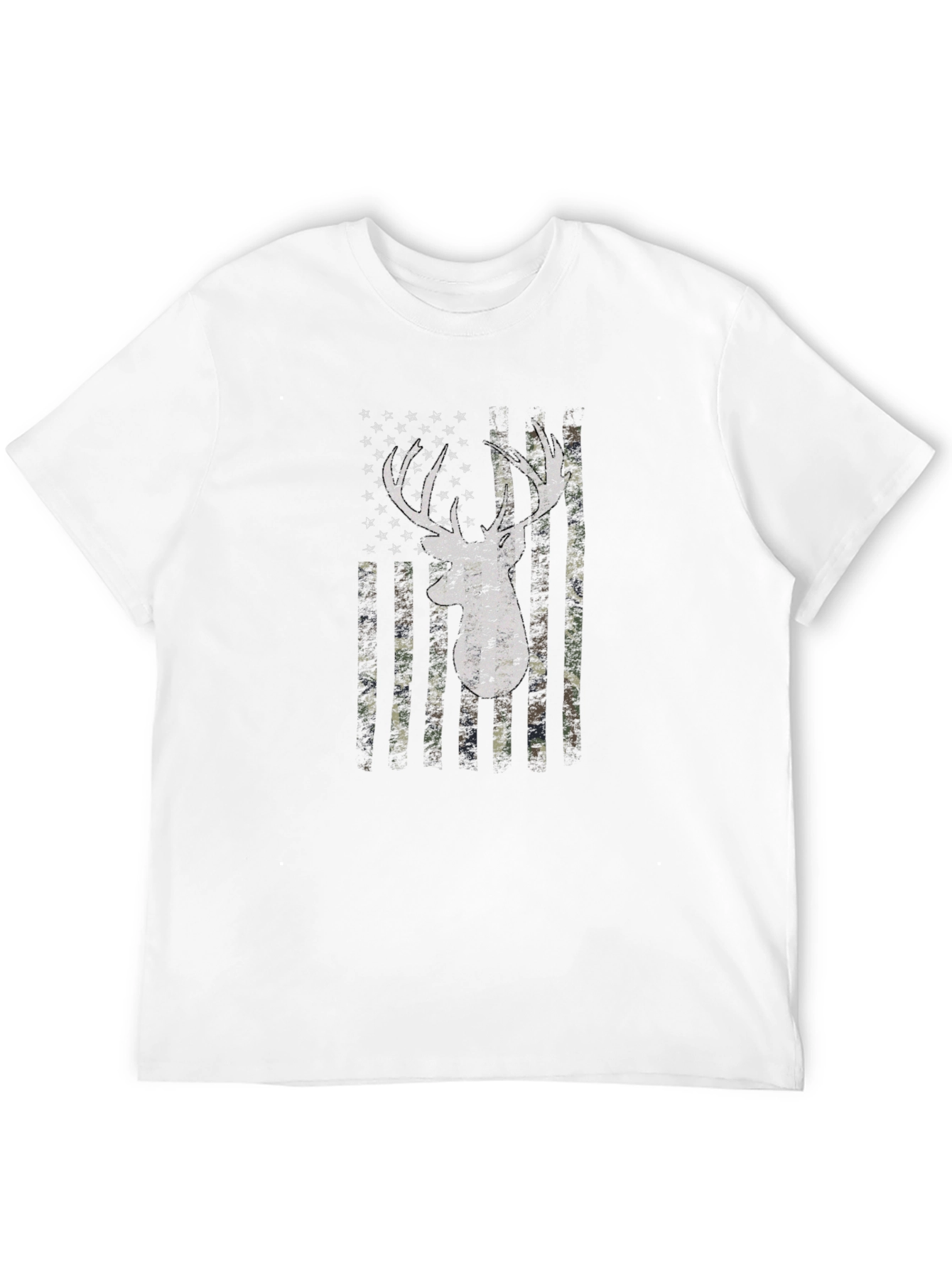 Deer Camo Flag Graphic Print T-Shirt