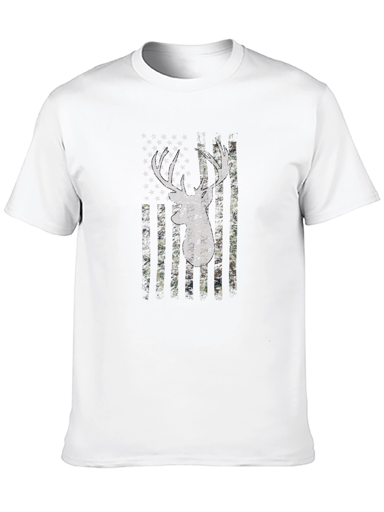 Deer Camo Flag Graphic Print T-Shirt