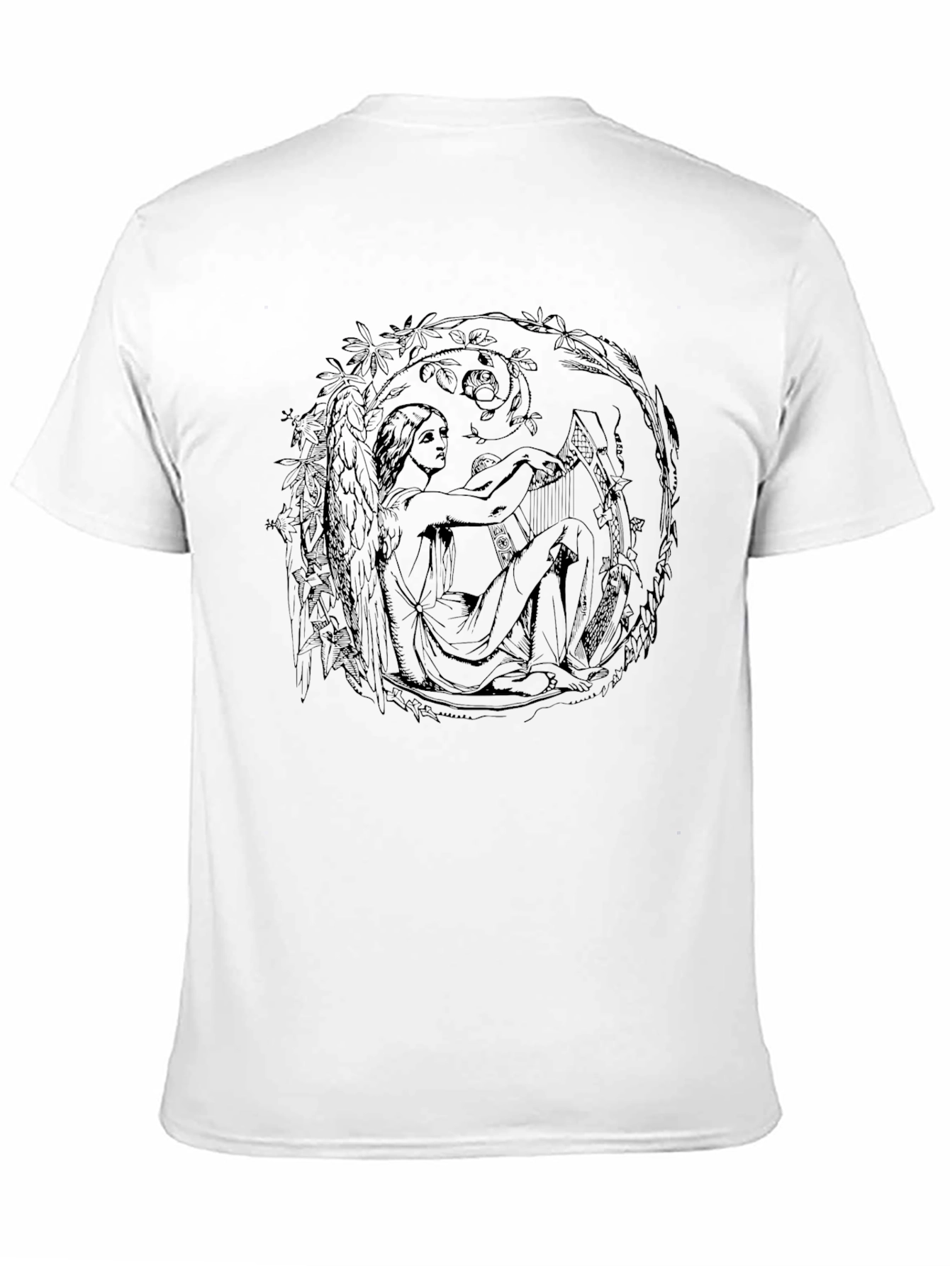 Art Nouveau Harpist Black T-Shirt