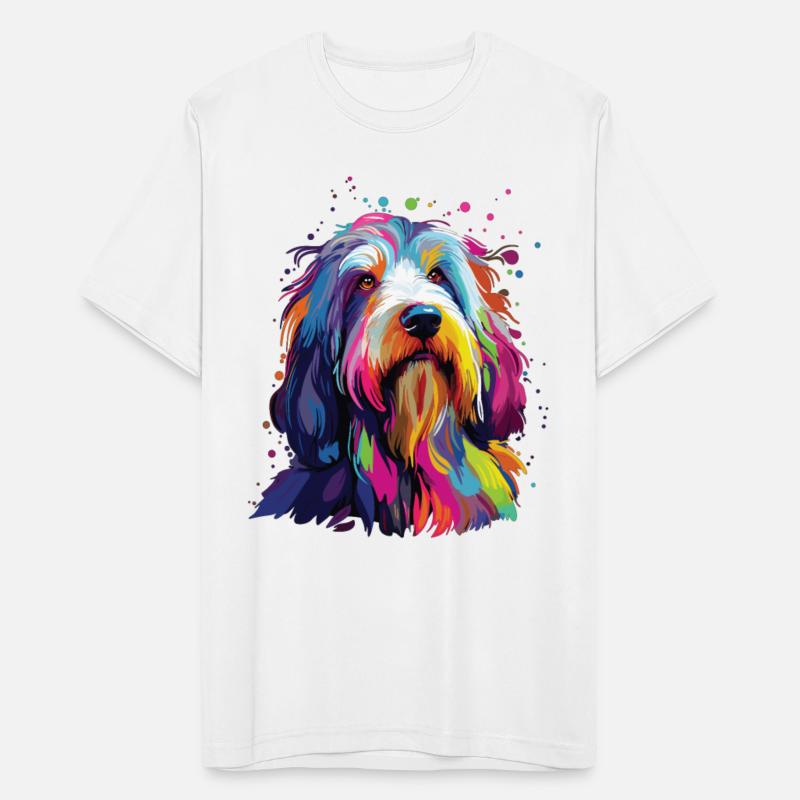 Watercolor Colorful Bearded Collie