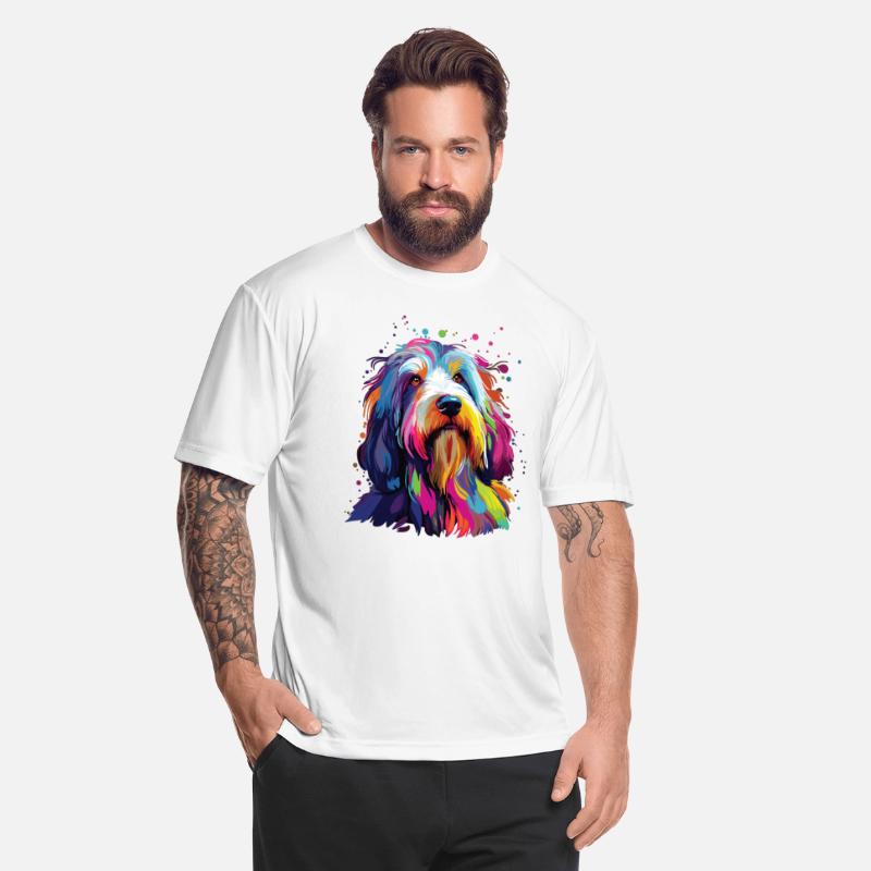 Watercolor Colorful Bearded Collie